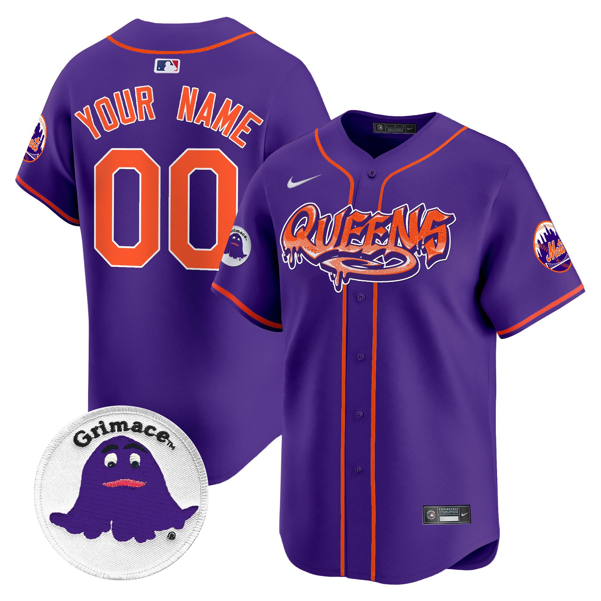 Men New York Mets Queens Graffiti Vapor Premier Limited Custom Purple Jersey - All Stitched