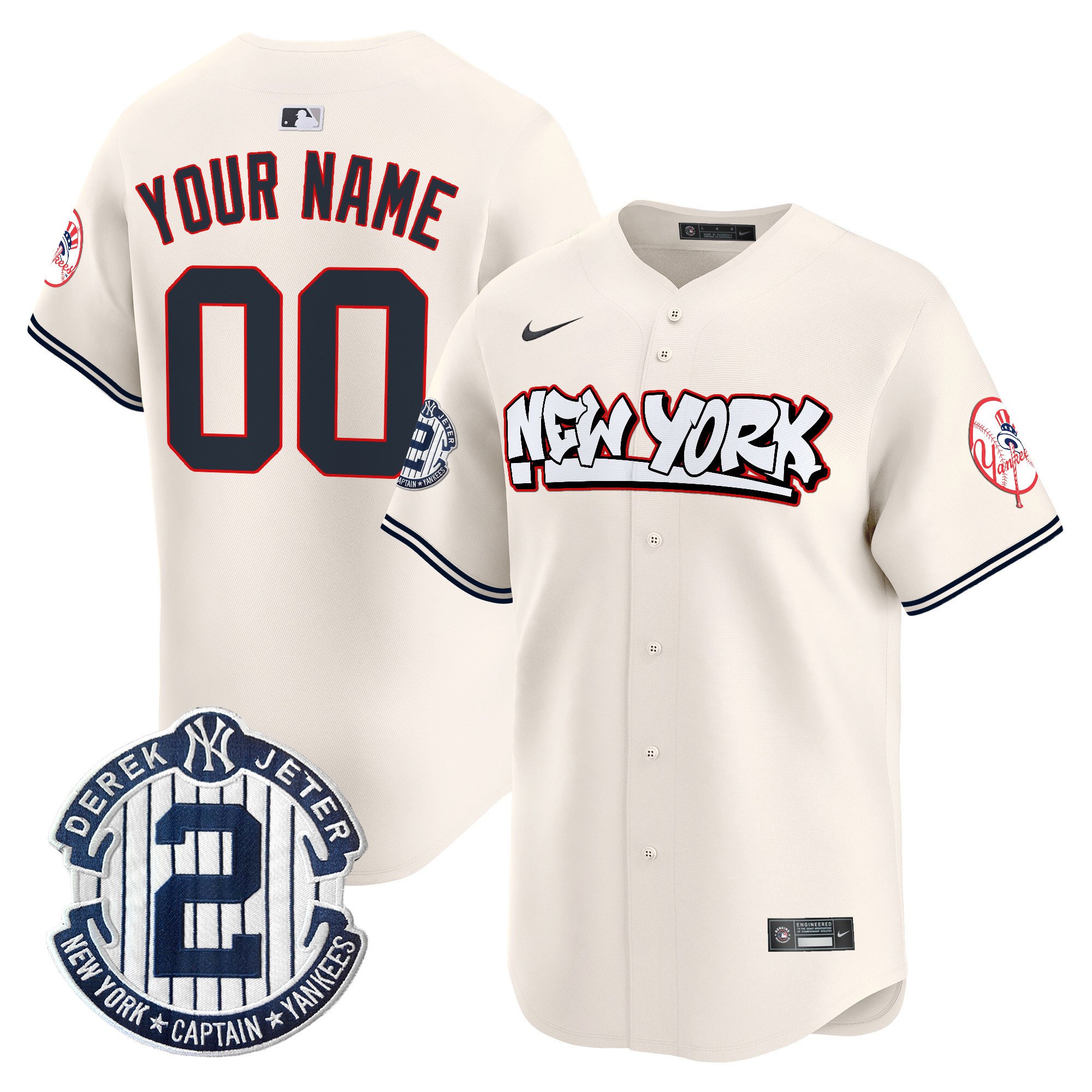 Men New York Yankees Graffiti Vapor Premier Limited Custom Cream Jersey V2 - All Stitched