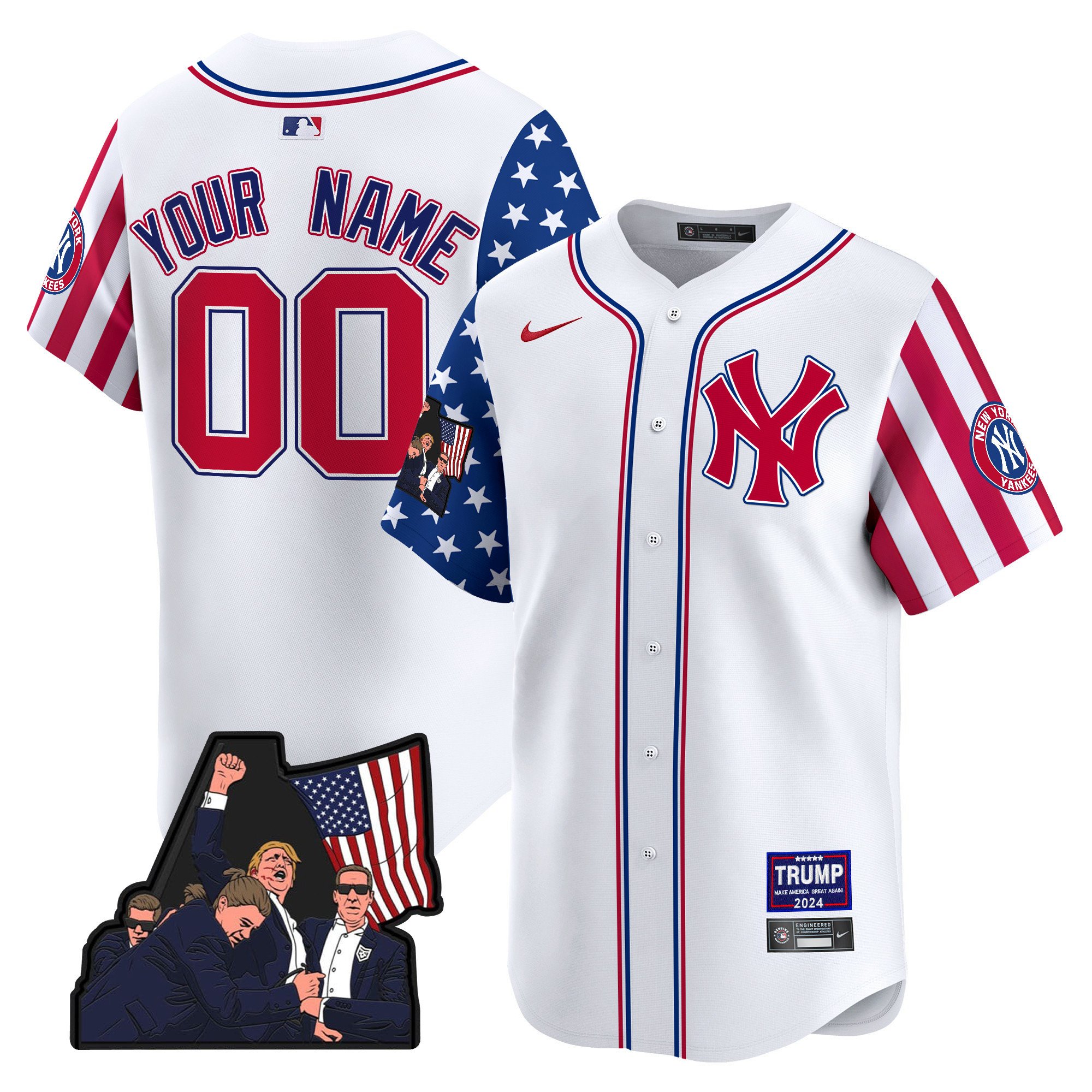 Men New York Yankees Make American Great Again Vapor Premier Limited Custom White Jersey - All Stitched