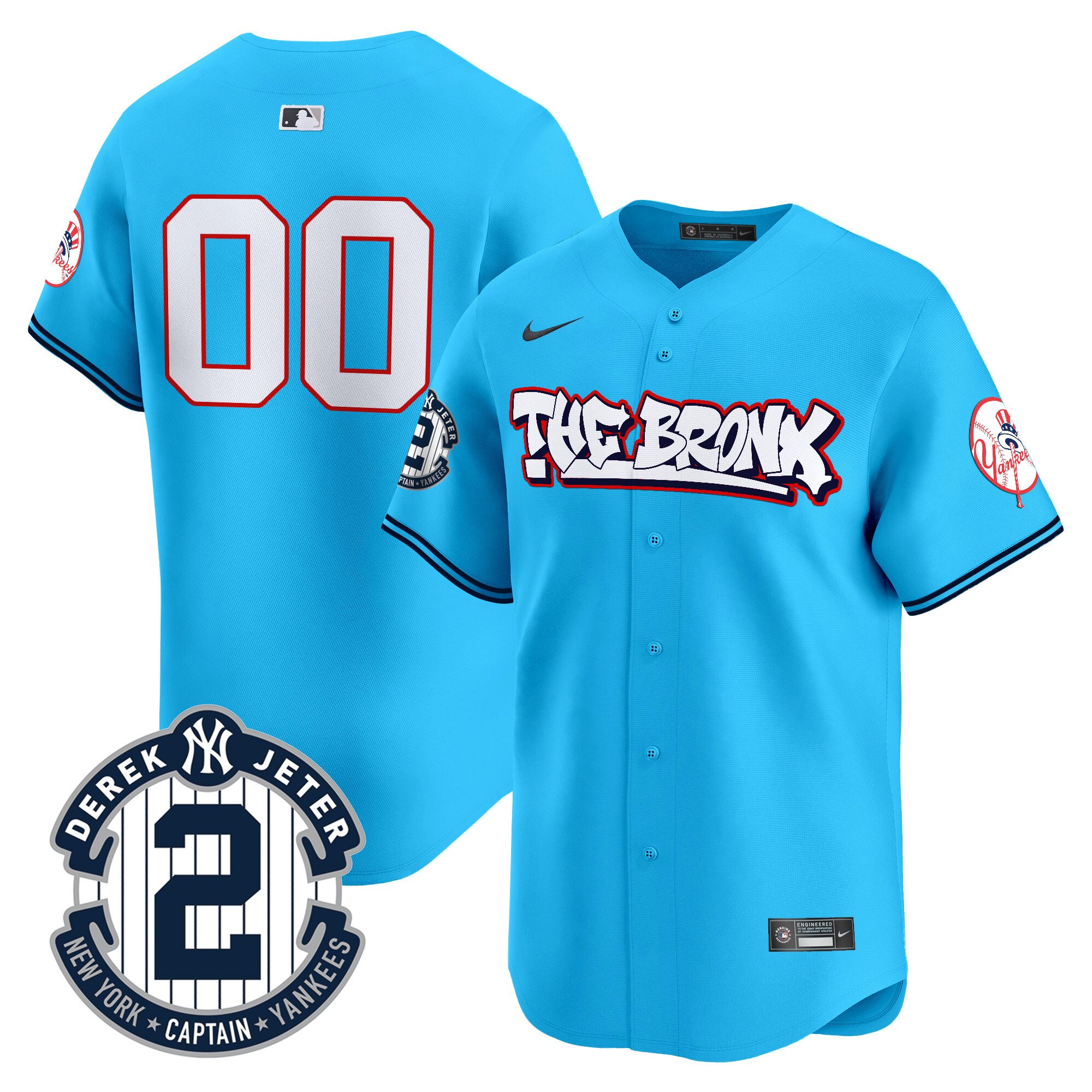 Men New York Yankees The Bronx Graffiti Vapor Premier Limited Custom Light Blue Jersey V8 - All Stitched