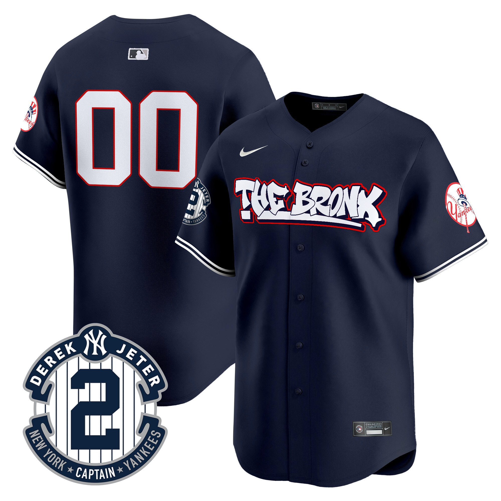 Men New York Yankees The Bronx Graffiti Vapor Premier Limited Custom Navy Jersey V8 - All Stitched