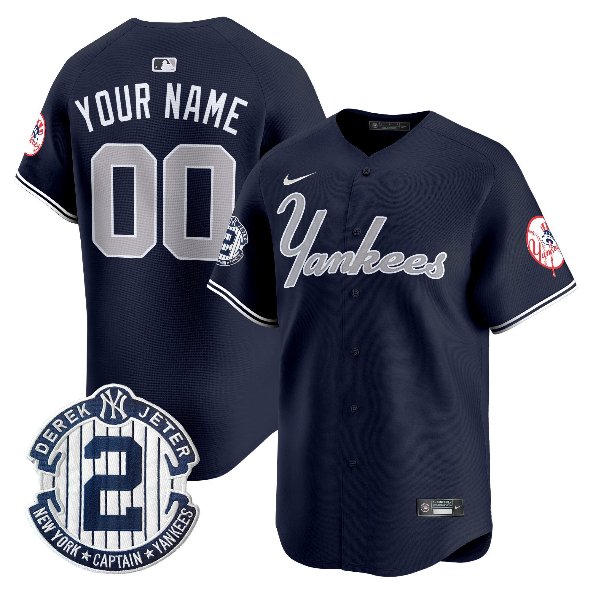 Men New York Yankees Throwback Vapor Premier Limited Custom Navy Jersey - All Stitched
