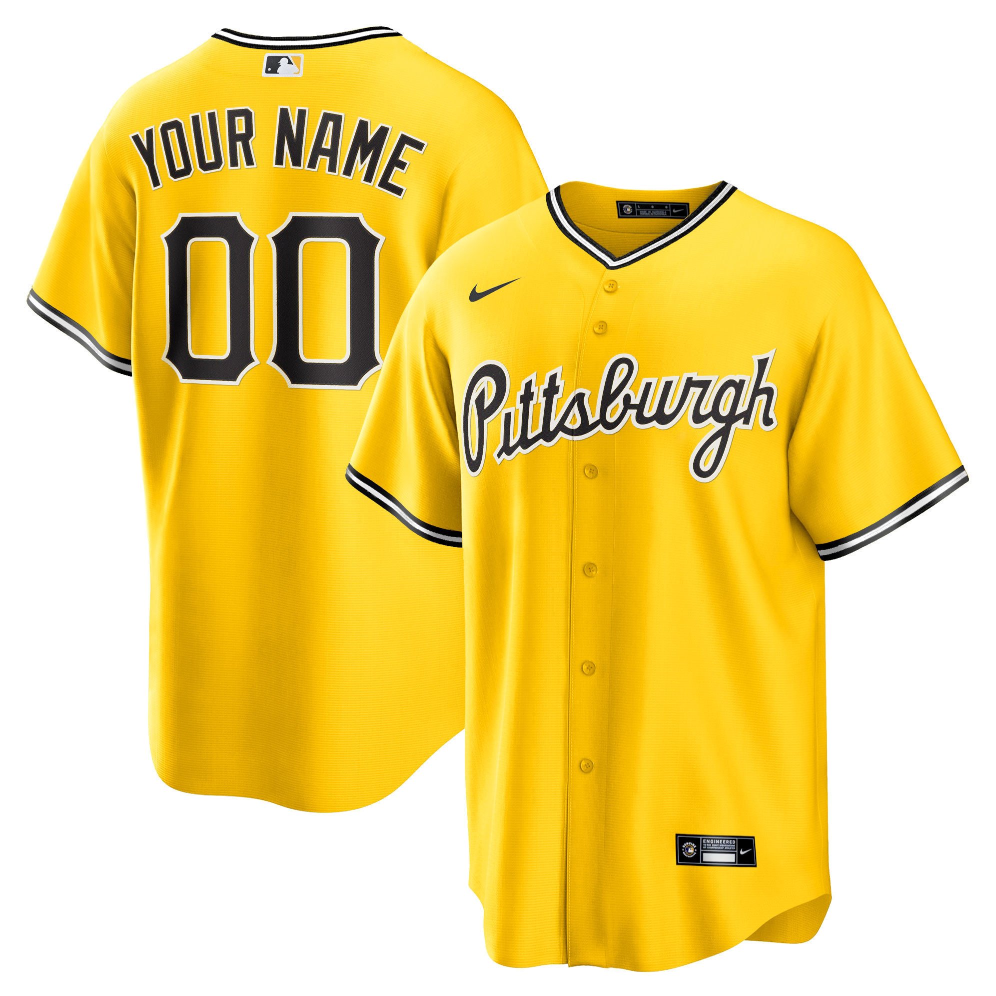 Men Pittsburgh Pirates 2023 Cool Base Fan Made Custom Gold Jersey - All Stitched