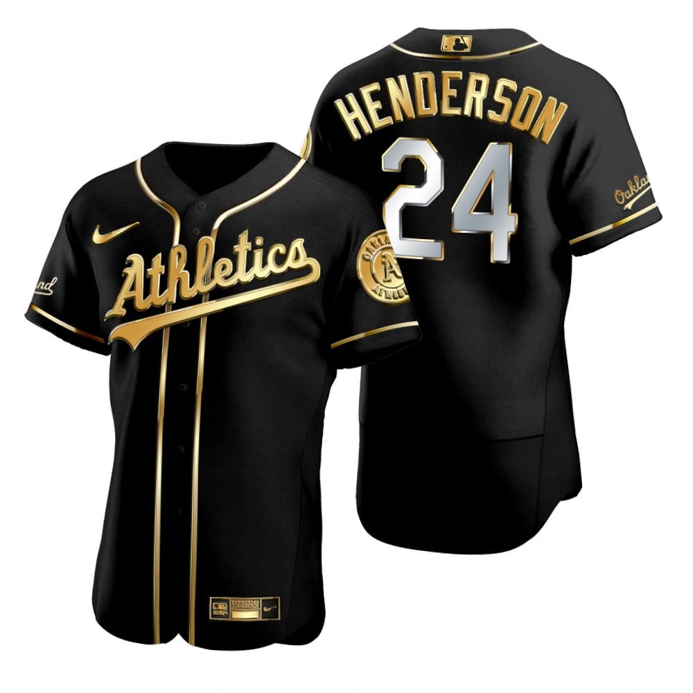 Men Rickey Henderson Oakland Athletics Black Gold Black Gold Jersey - All Stitched
