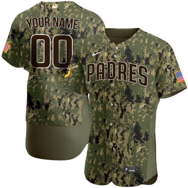 Men San Diego Padres Camouflage Custom Flex Base Jersey - All Stitched