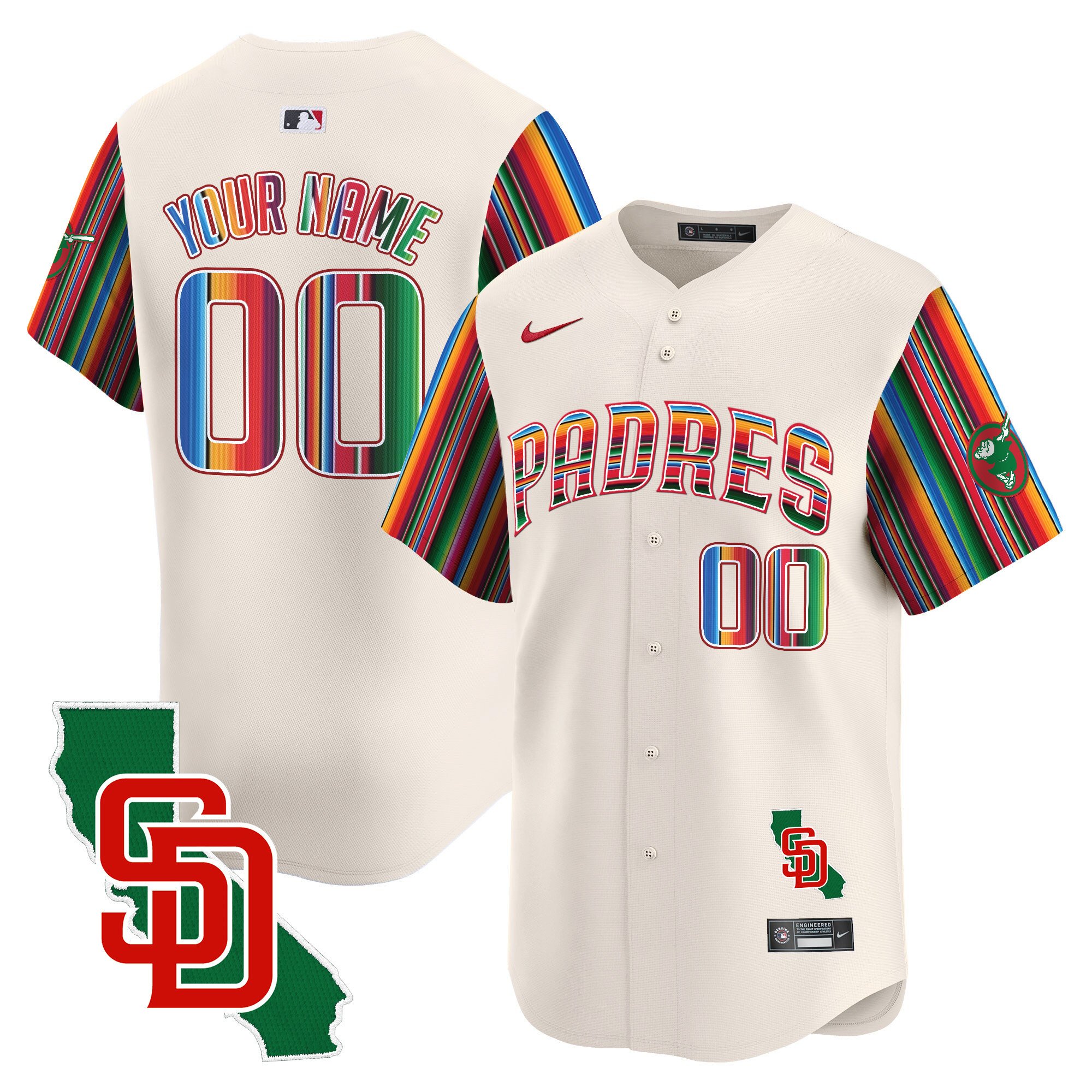 Men San Diego Padres Mexico California Patch Vapor Premier Limited Custom Cream Jersey V6 Ã± All Stitched