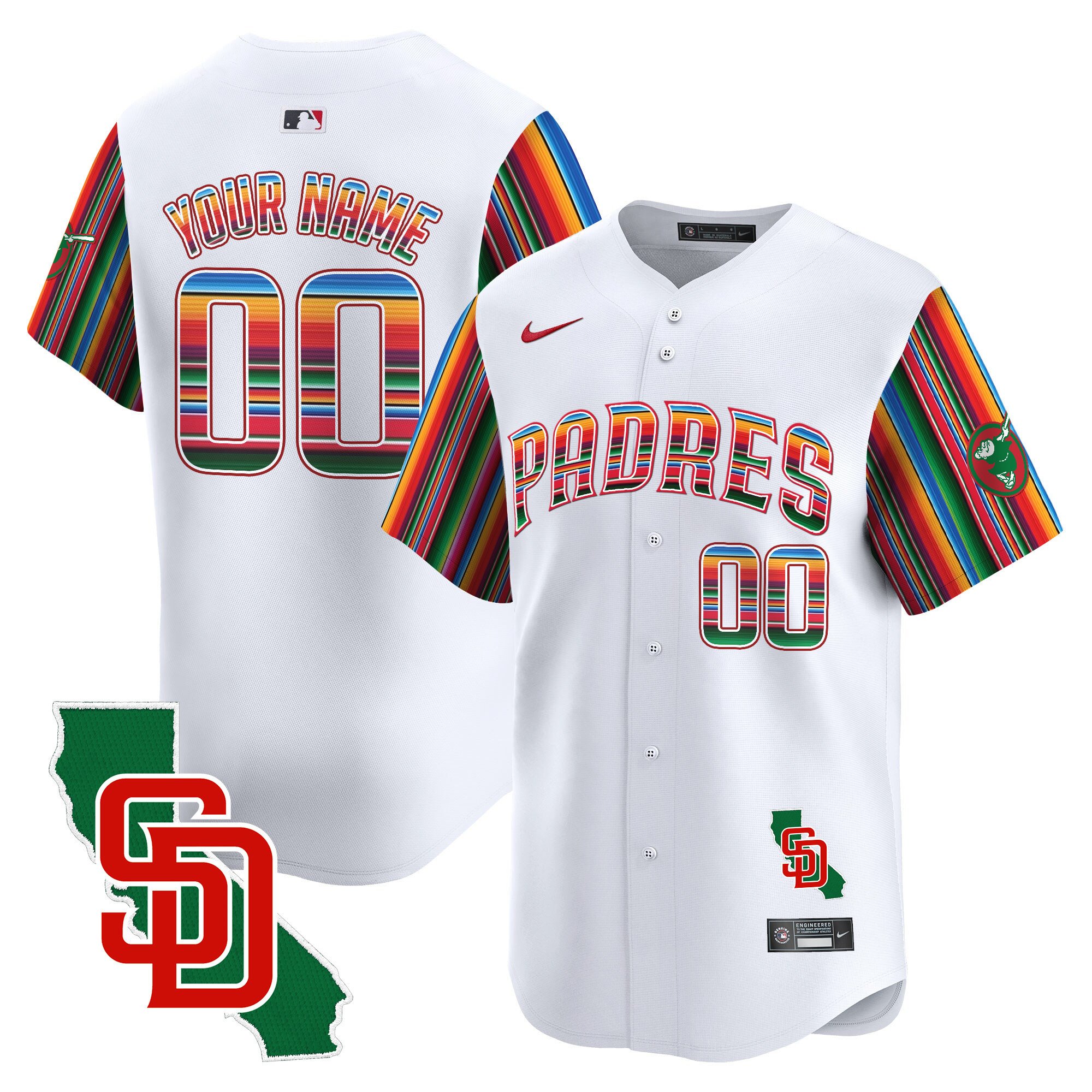 Men San Diego Padres Mexico California Patch Vapor Premier Limited Custom White Jersey V6 Ã± All Stitched