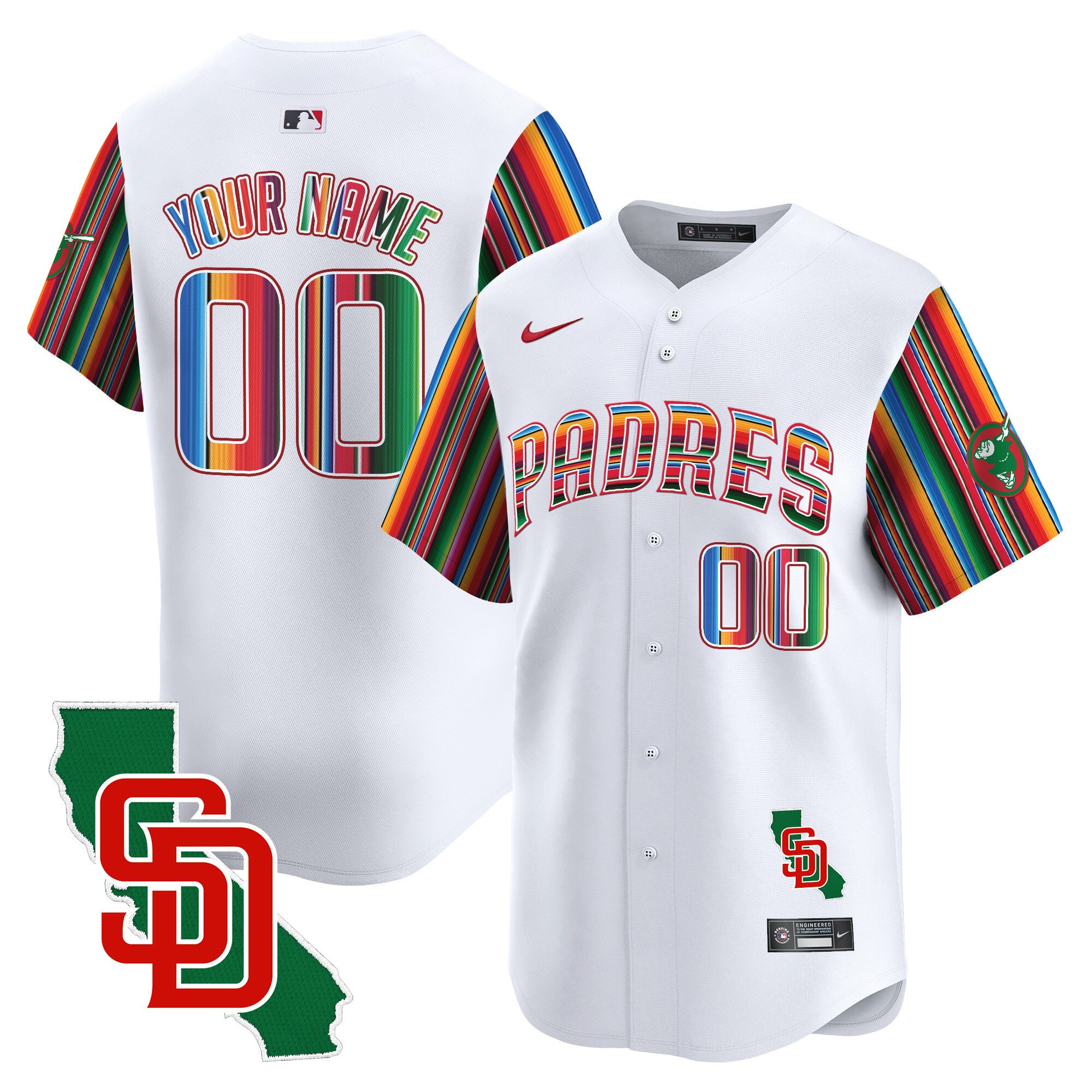 Men San Diego Padres Mexico California Patch Vapor Premier Limited Custom White Jersey V6 Ã± All Stitched