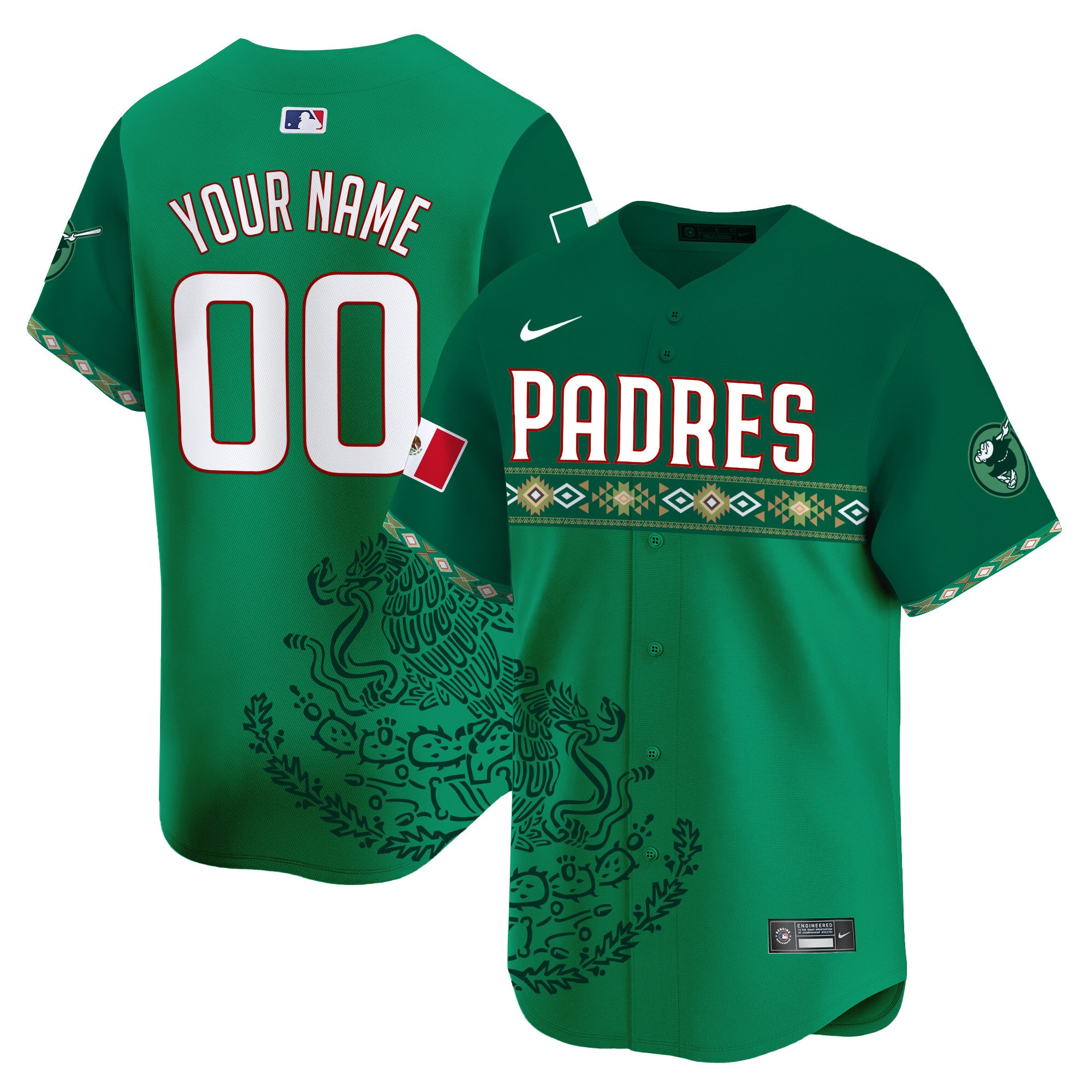 Men San Diego Padres Mexico Vapor Premier Limited Custom Green Jersey - Printed