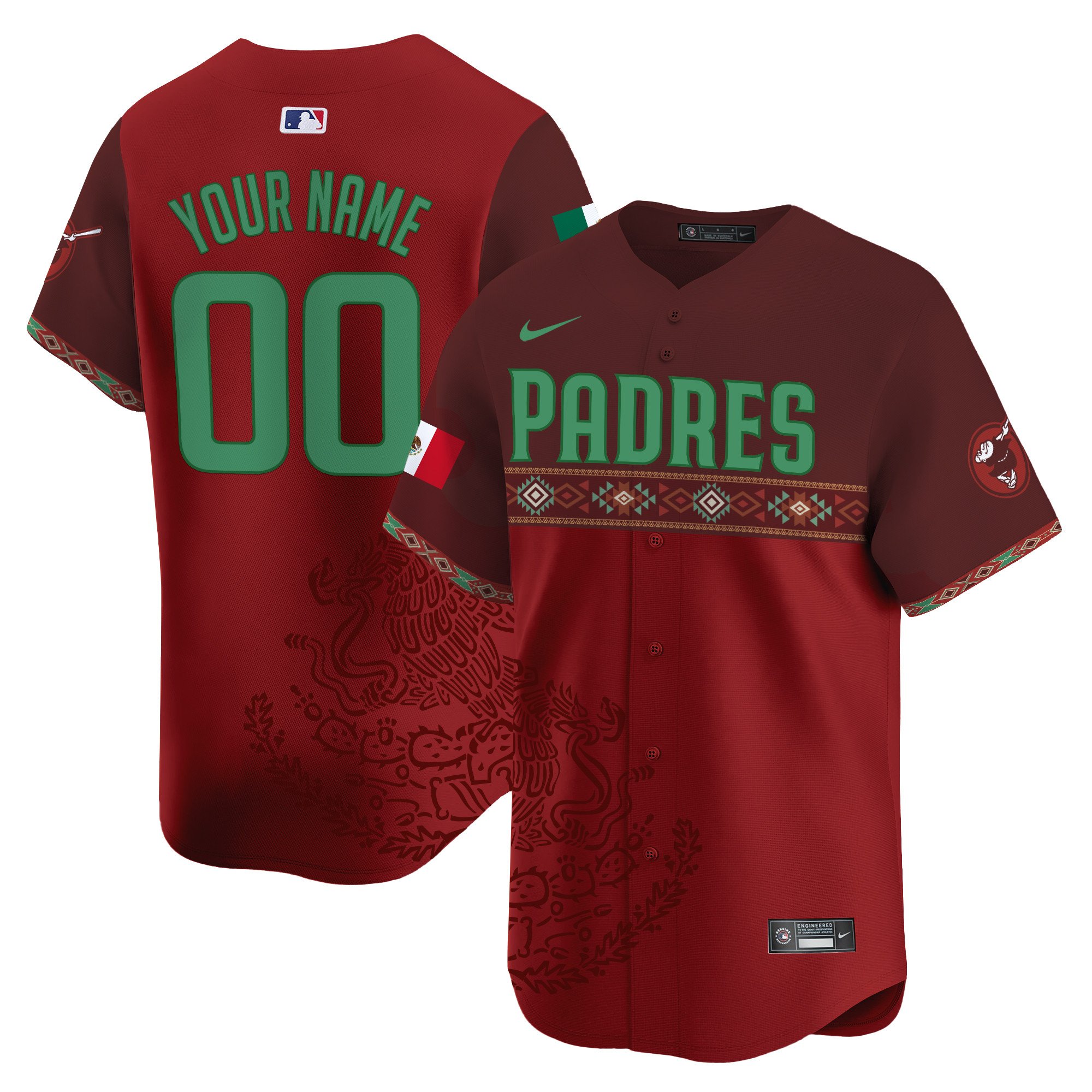 Men San Diego Padres Mexico Vapor Premier Limited Custom Red Jersey - Printed