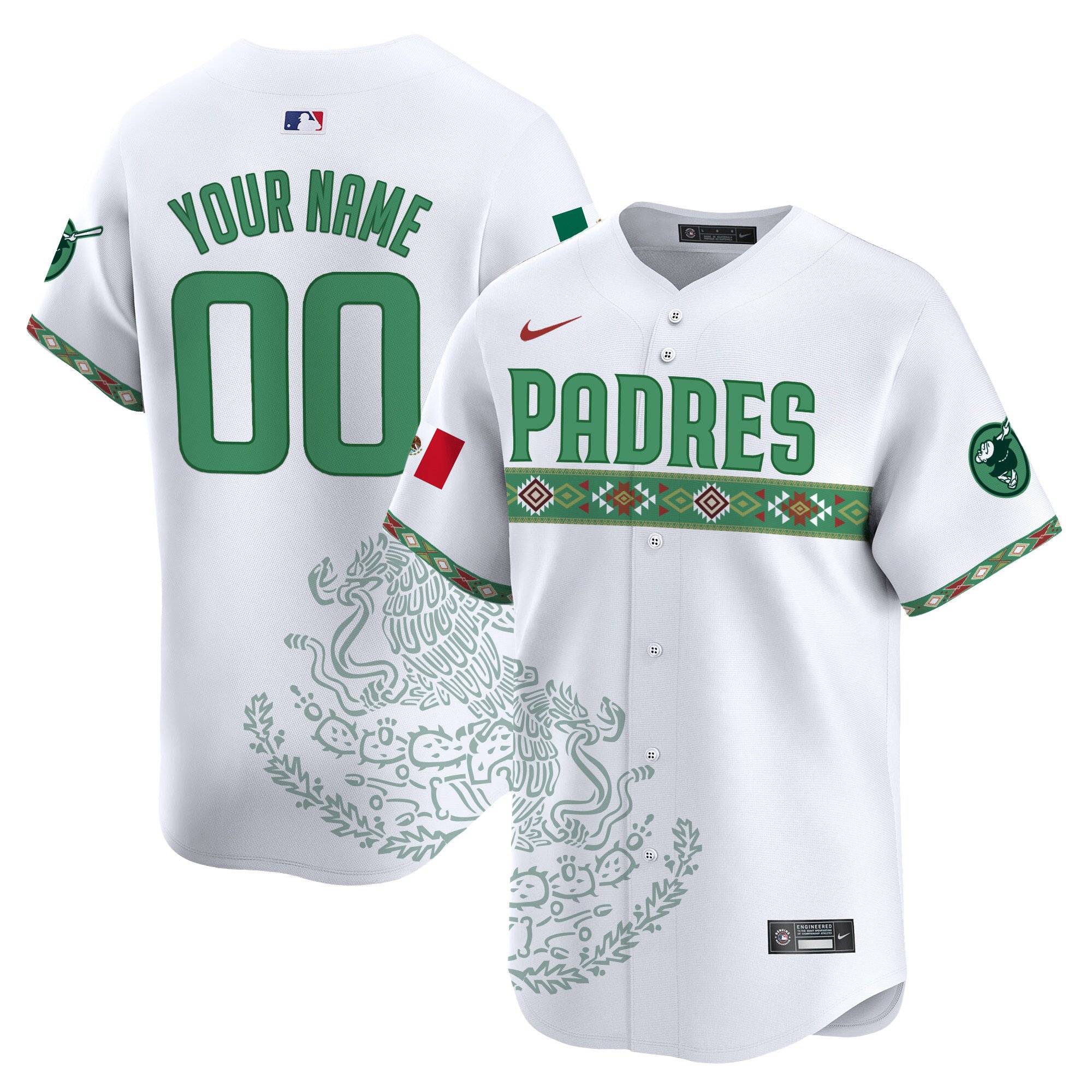Men San Diego Padres Mexico Vapor Premier Limited Custom White Jersey - Printed