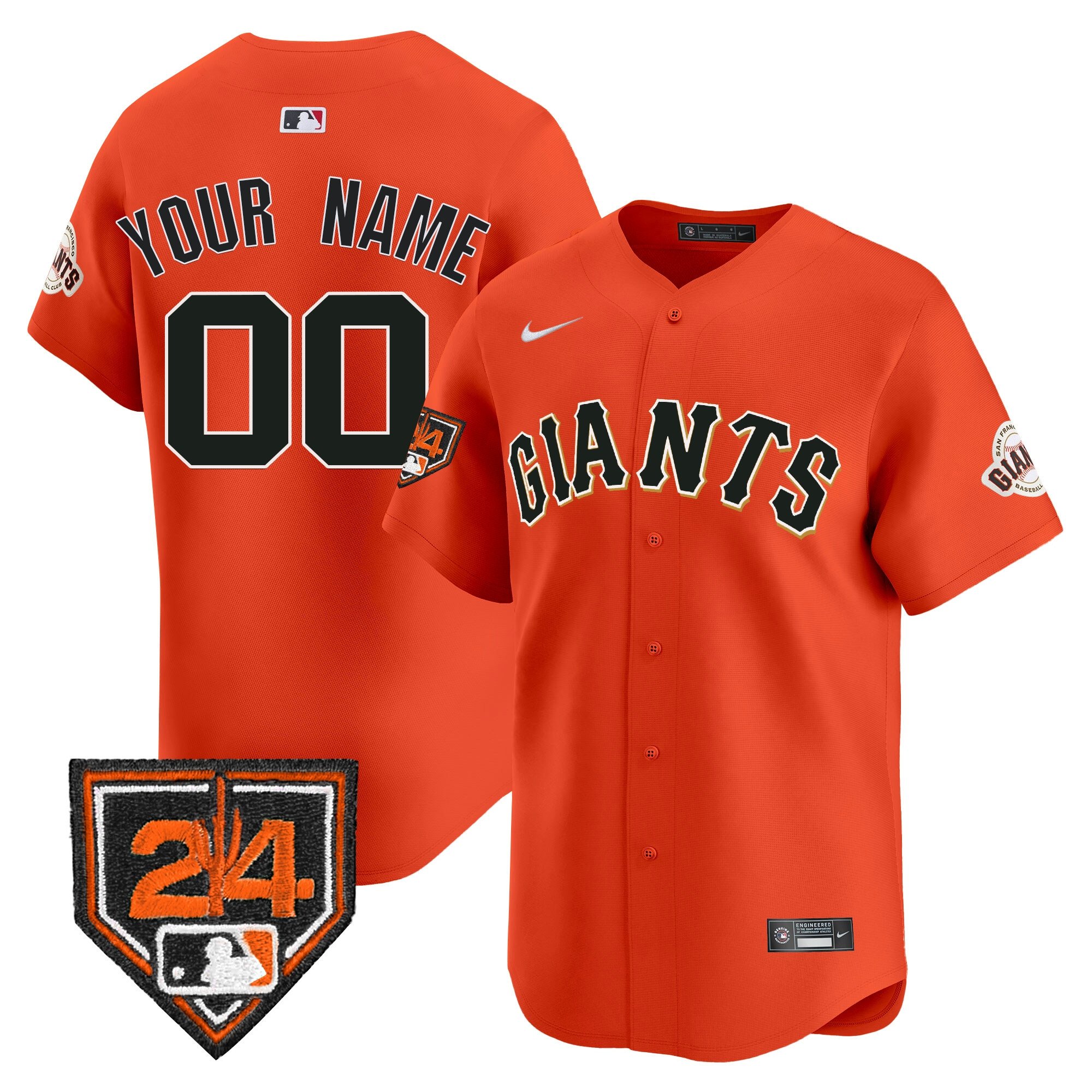 Men San Francisco Giants 2024 Spring Training Vapor Premier Limited Custom Orange Jersey - All Stitched