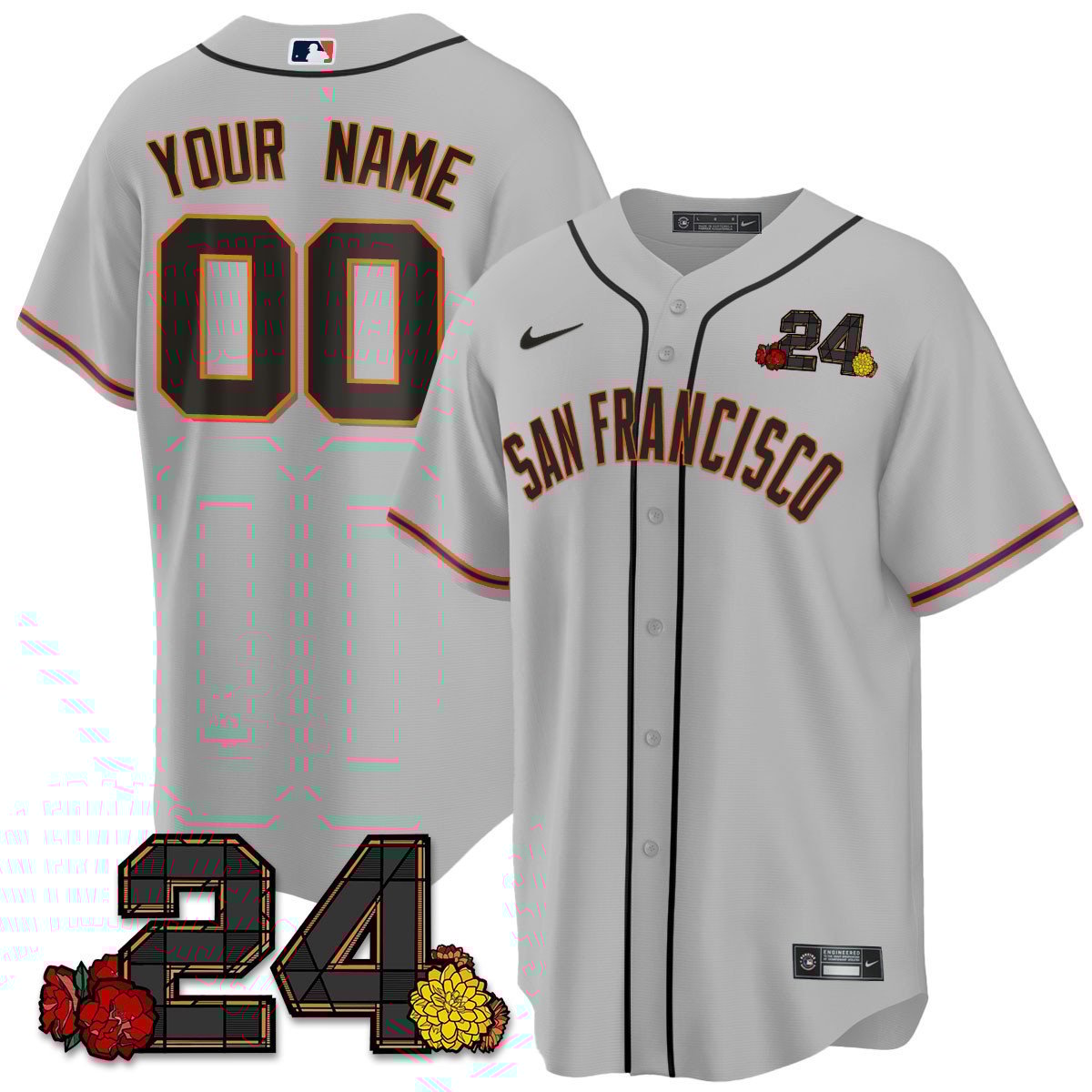 Men San Francisco Giants 2024 Willie Mays Patch Vapor Premier Limited Custom Gray Jersey V2 - All Stitched