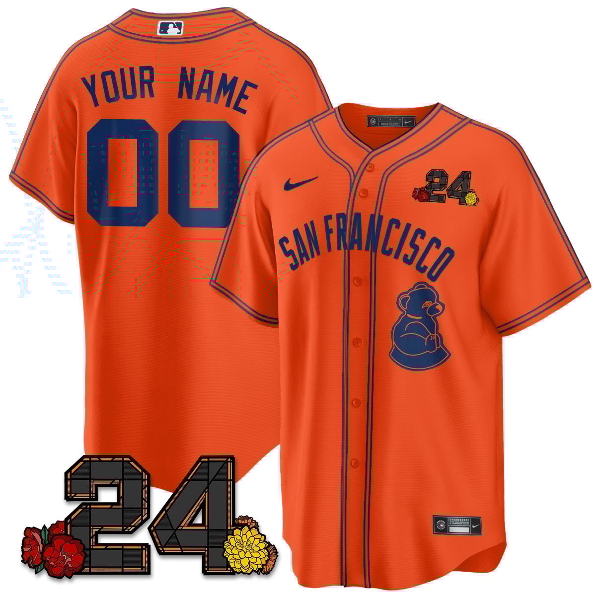 Men San Francisco Giants 2024 Willie Mays Patch Vapor Premier Limited Custom Orange Limited Jersey V2 - All Stitched