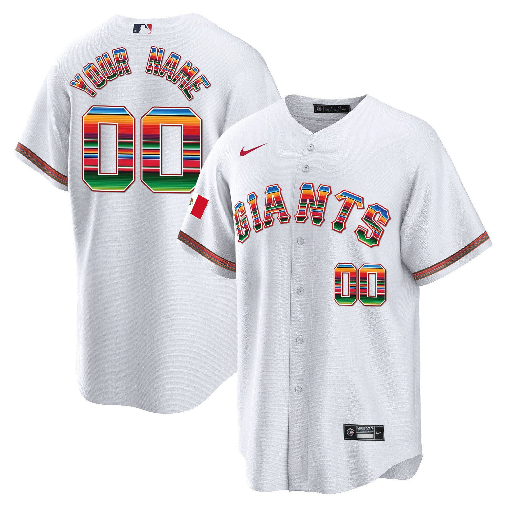 Men San Francisco Giants Mexico Cool Base Limited Custom White Jersey - All Stitched