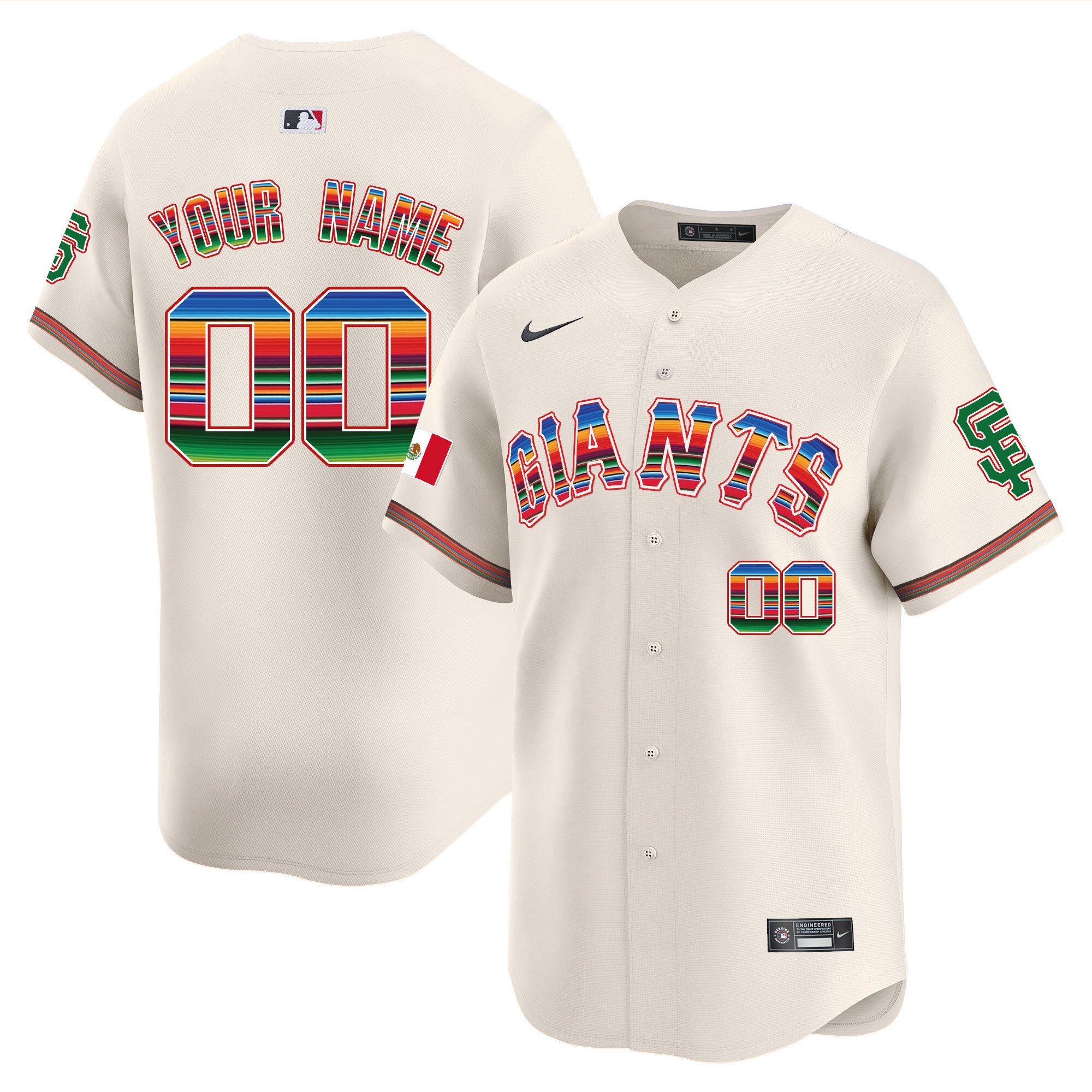 Men San Francisco Giants Mexico Vapor Premier Limited Custom Cream Jersey - All Stitched