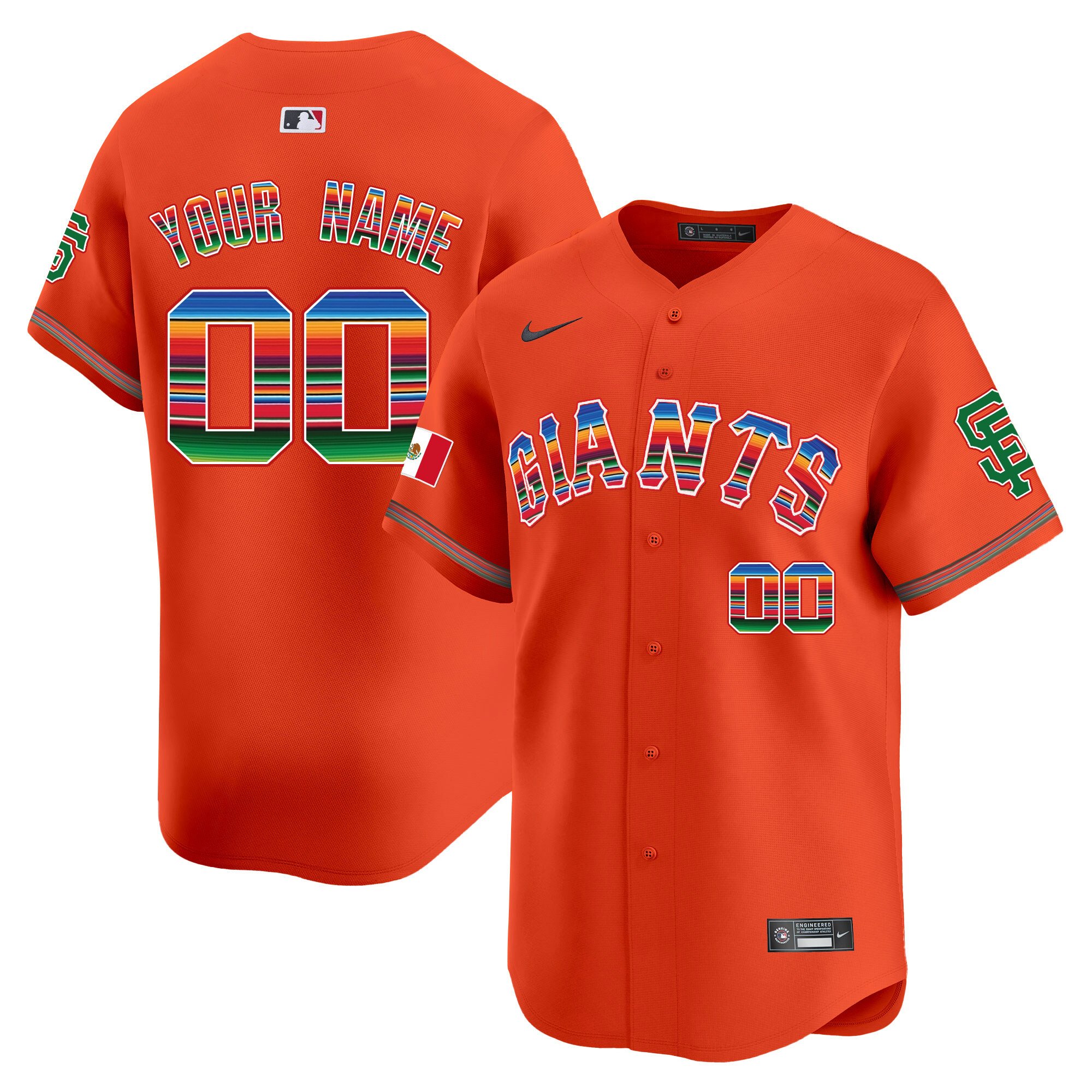 Men San Francisco Giants Mexico Vapor Premier Limited Custom Orange Jersey - All Stitched