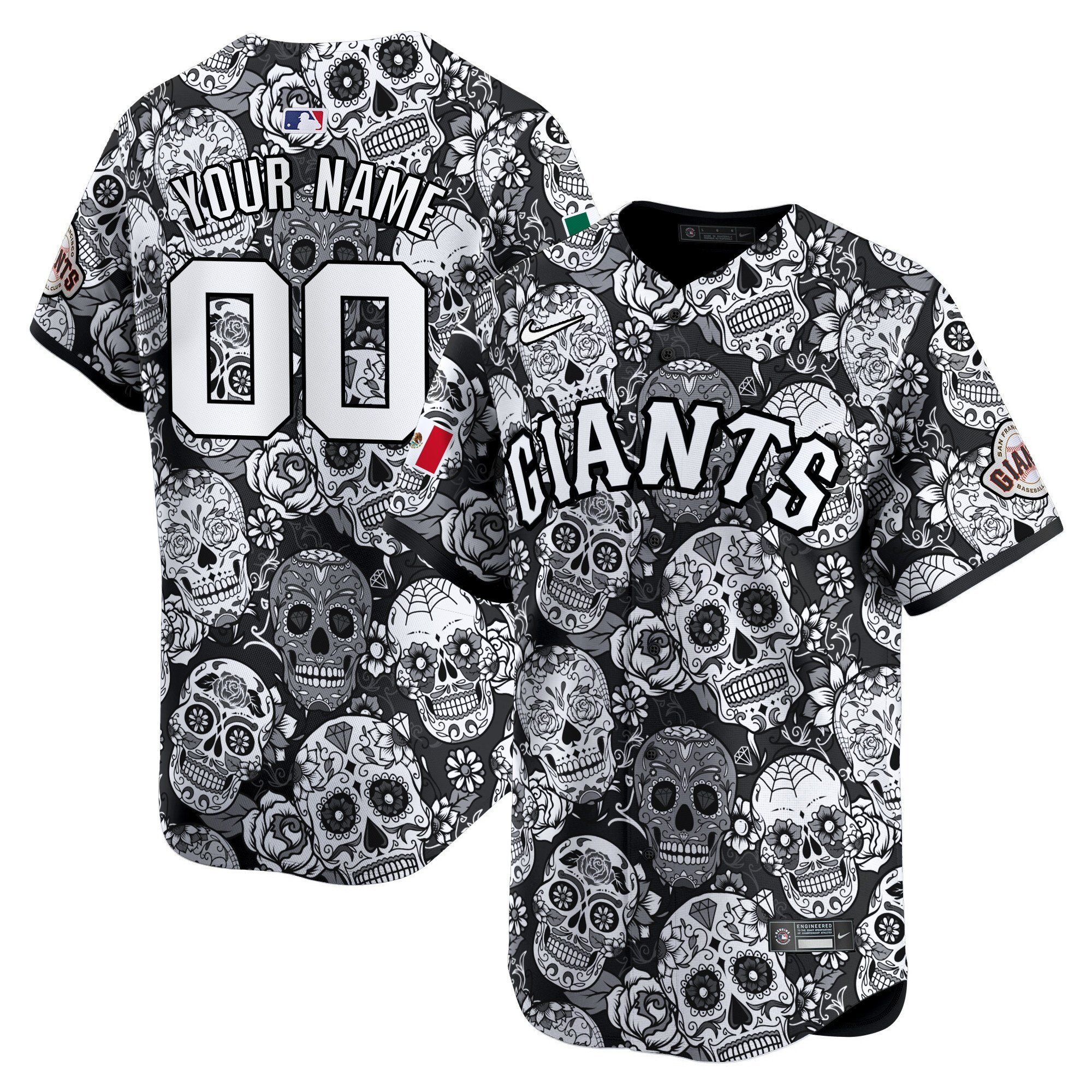 Men San Francisco Giants Sugar Skull Mexico Vapor Premier Limited Custom Black Jersey - Printed