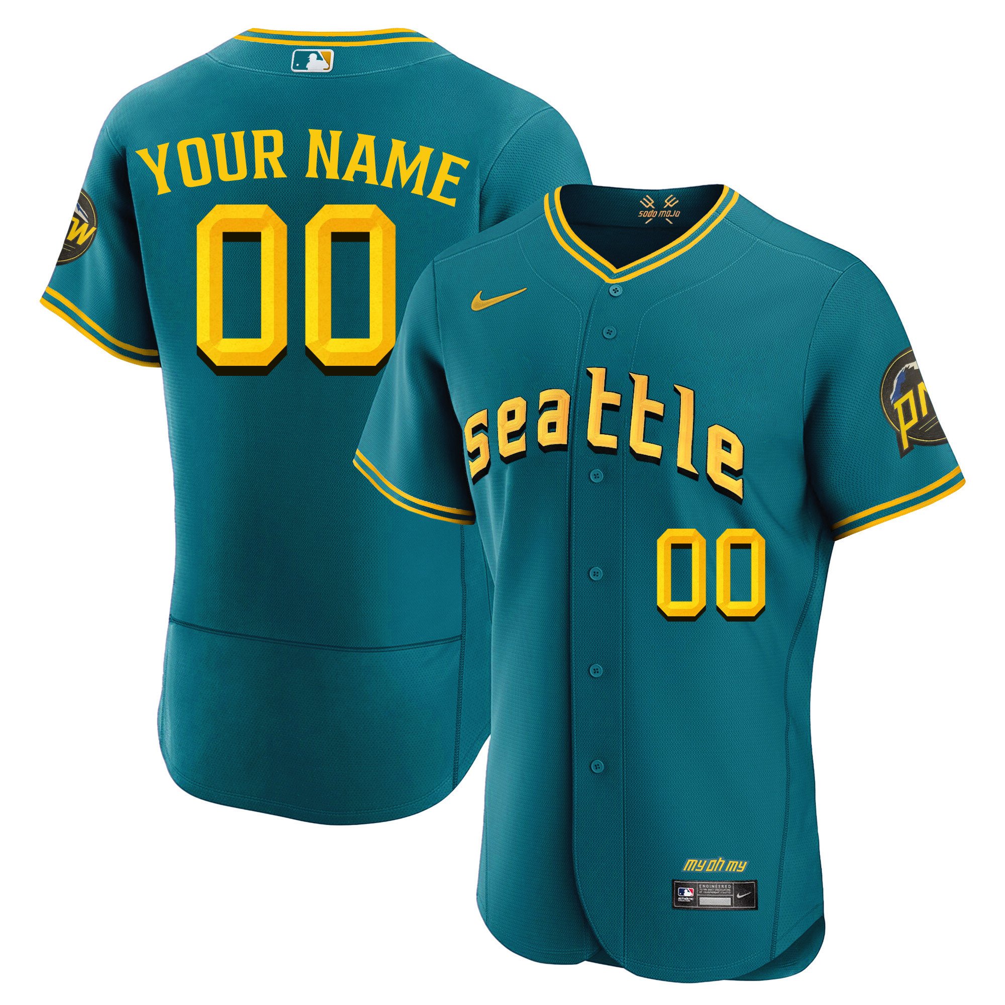 Men Seattle Mariners 2023 City Connect Fan Made Edition Custom Flex Aqua Jersey - All Stitched
