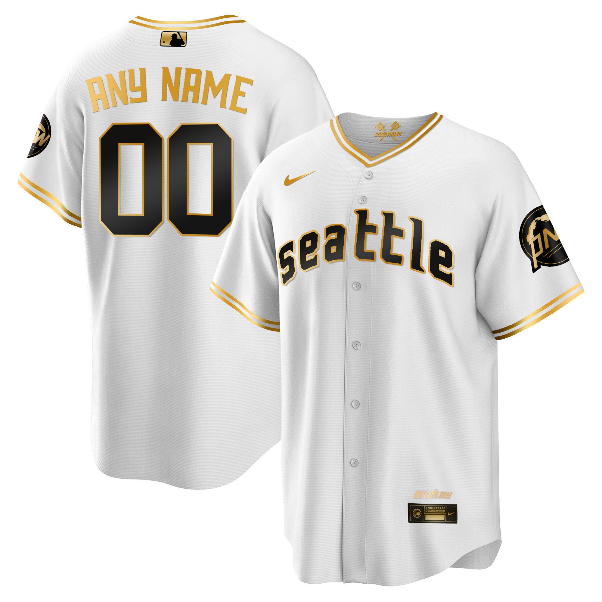 Men Seattle Mariners 2023 City Connect Gold Custom Cool White Gold Jersey - All Stitched