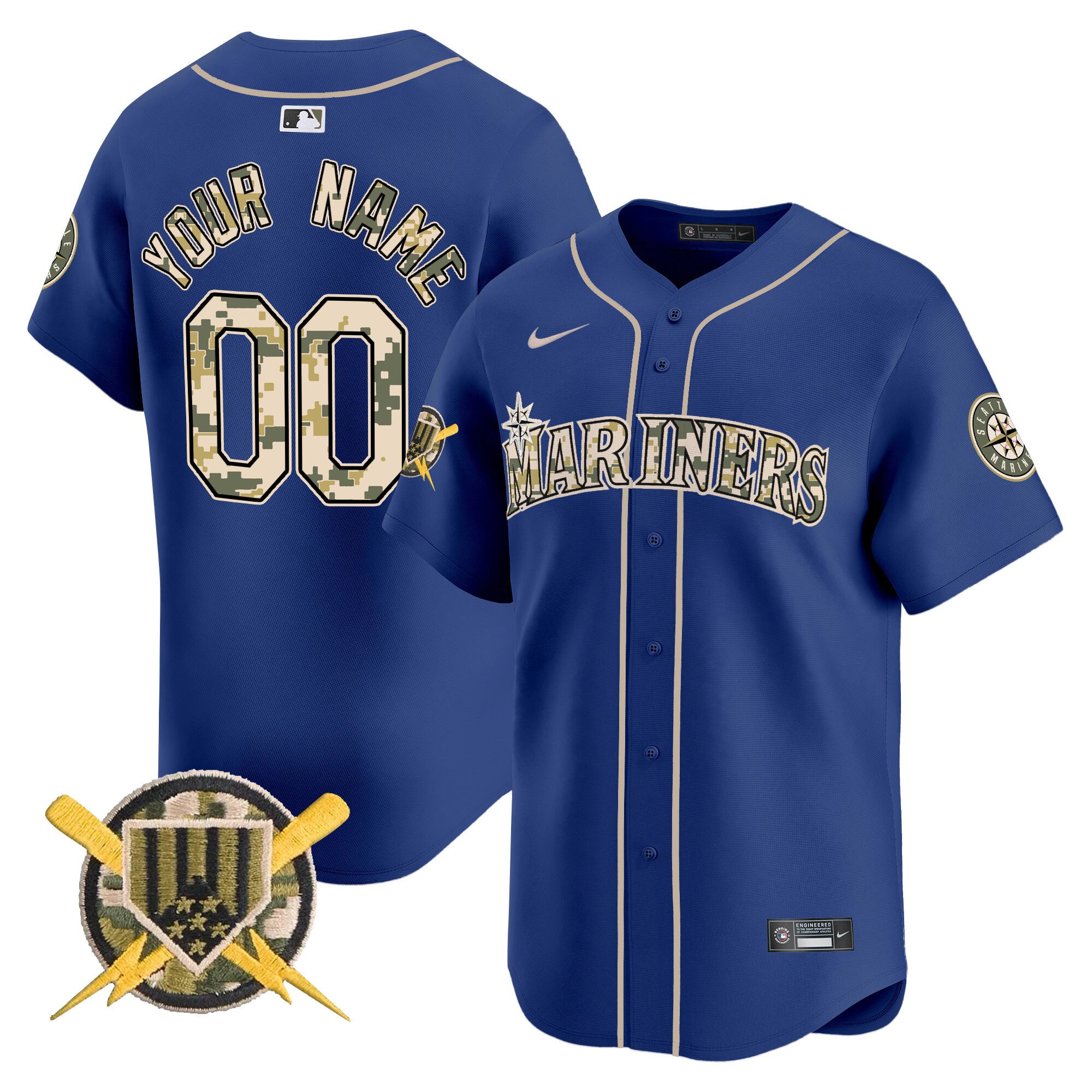 Men Seattle Mariners Armed Forces Day Vapor Premier Limited Custom Royal Jersey - All Stitched