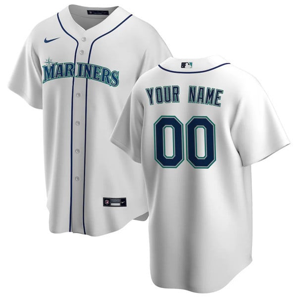 Men Seattle Mariners Custom Cool White Jersey - All Stitched