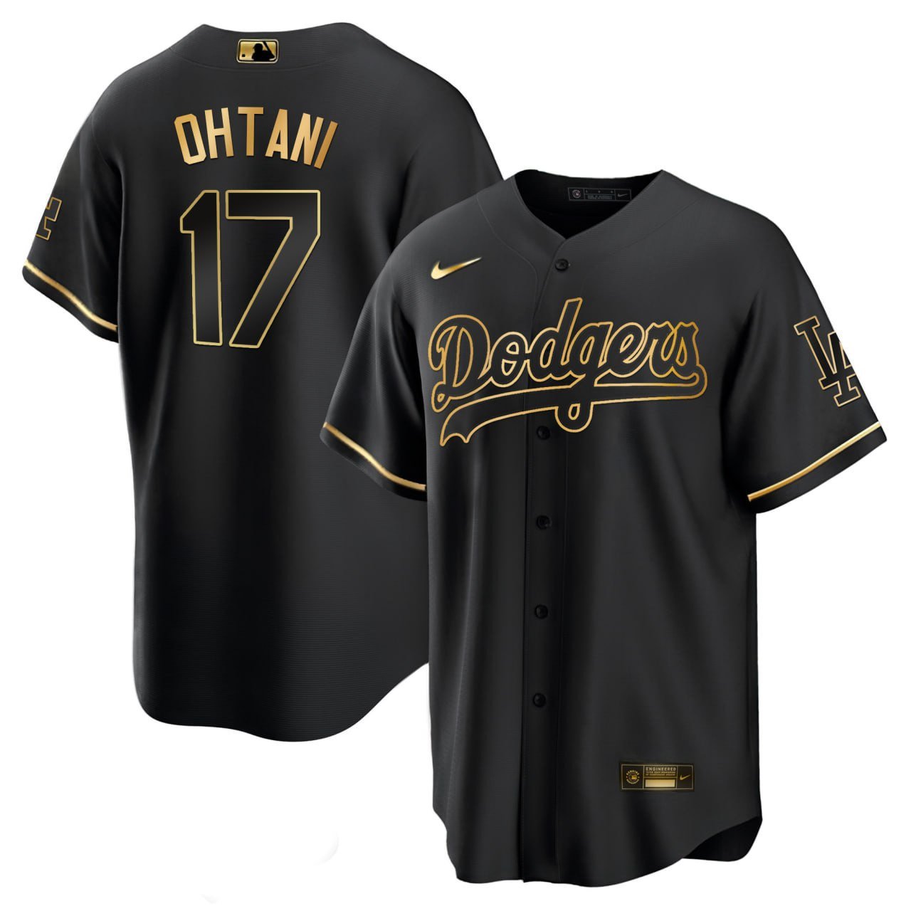 Men Shohei Ohtani Los Angeles Dodgers Black Gold Black Gold Jersey - All Stitched