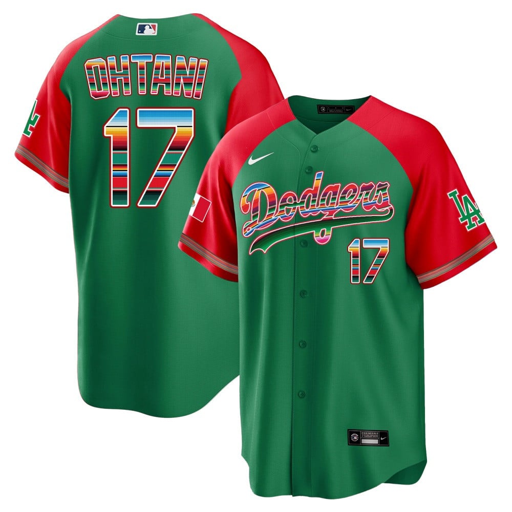 Men Shohei Ohtani Los Angeles Dodgers Mexico Alternate Cool Base Green Alternate Jersey - All Stitched