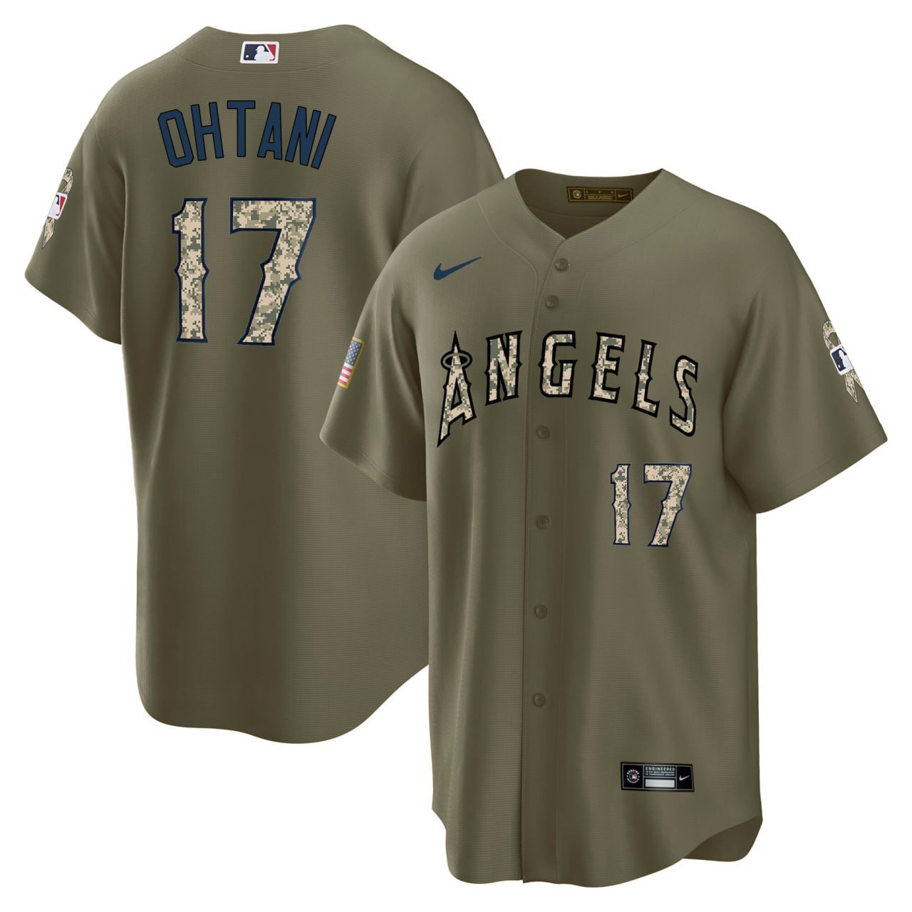 Men Shohei Ohtani Shohei Ohtani Los Angeles Angels Salute To Service Jersey - All Stitched