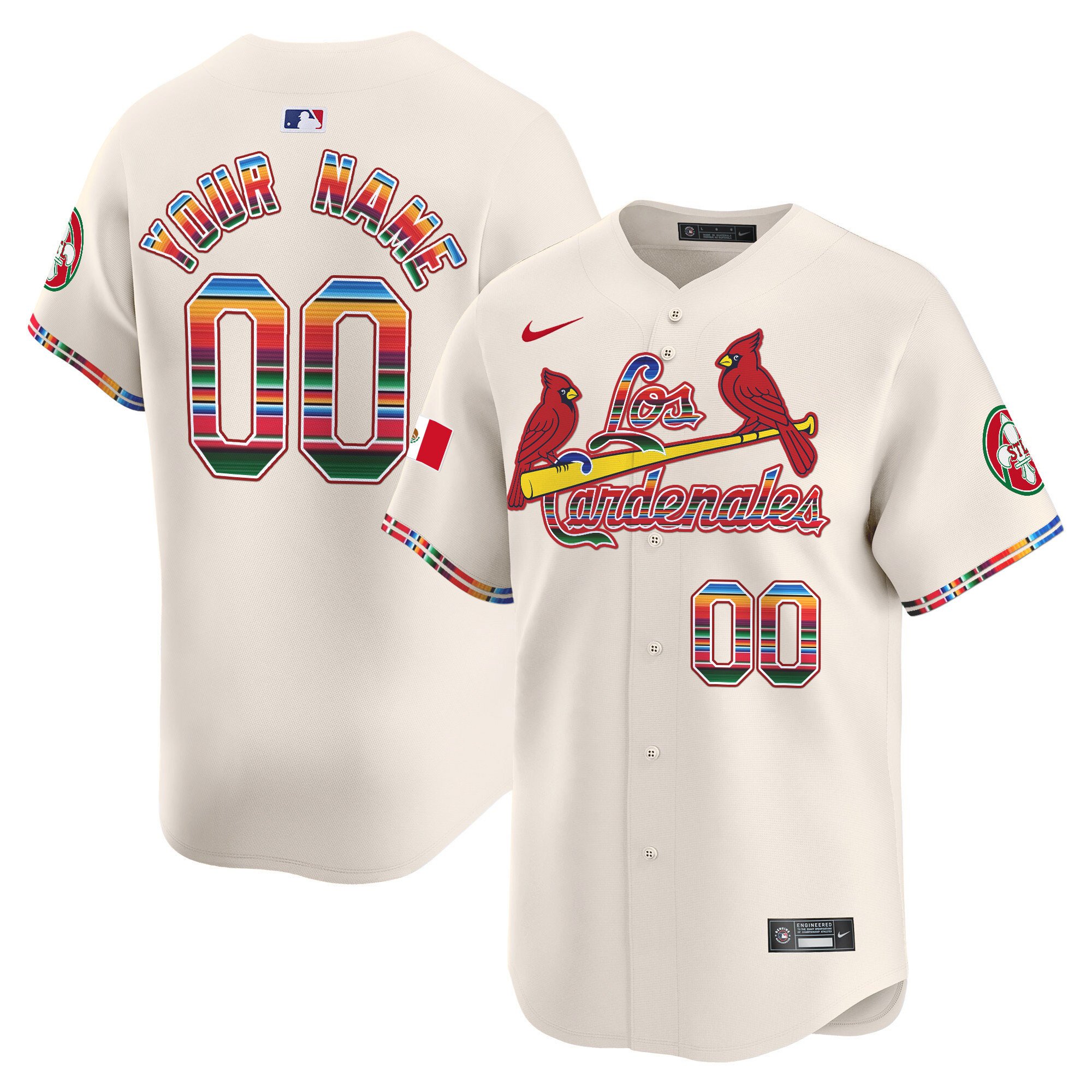 Men St. Louis Cardinals Fiesta Cardenales Vapor Premier Limited Custom Cream Jersey - All Stitched