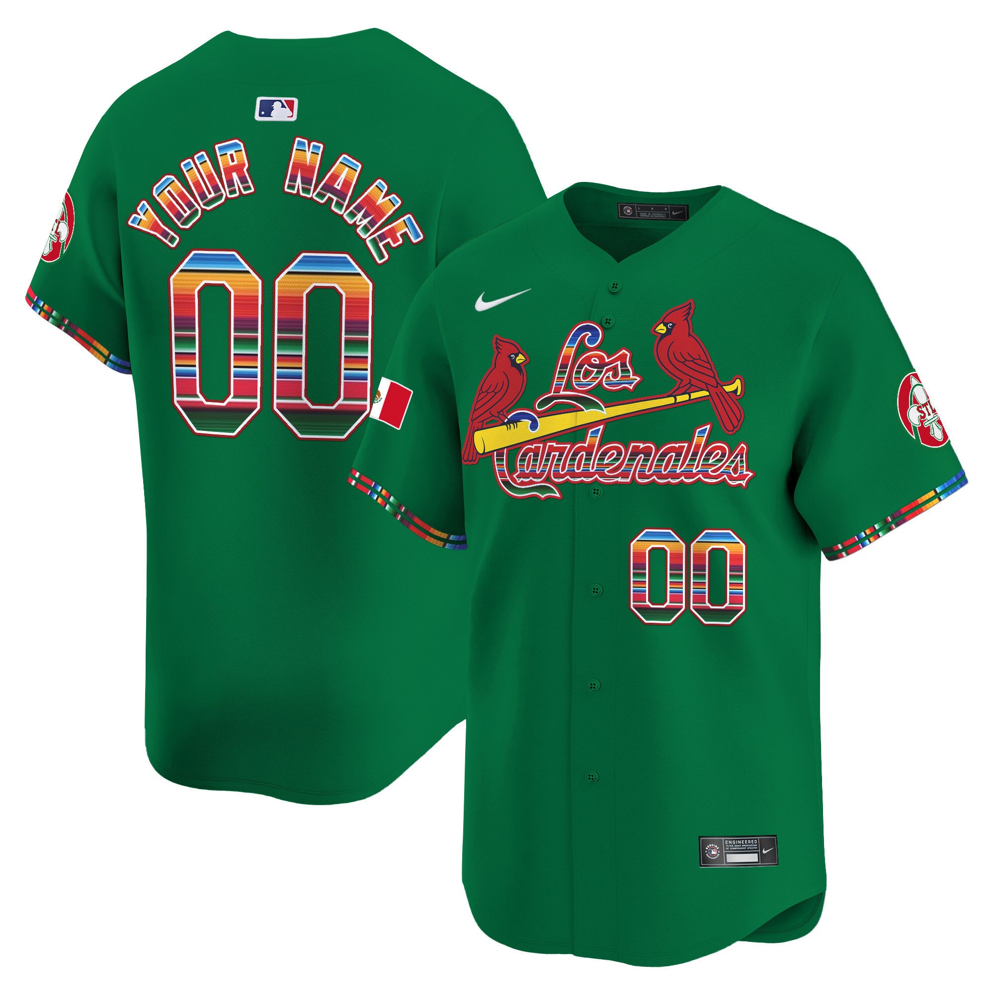 Men St. Louis Cardinals Fiesta Cardenales Vapor Premier Limited Custom Green Jersey - All Stitched