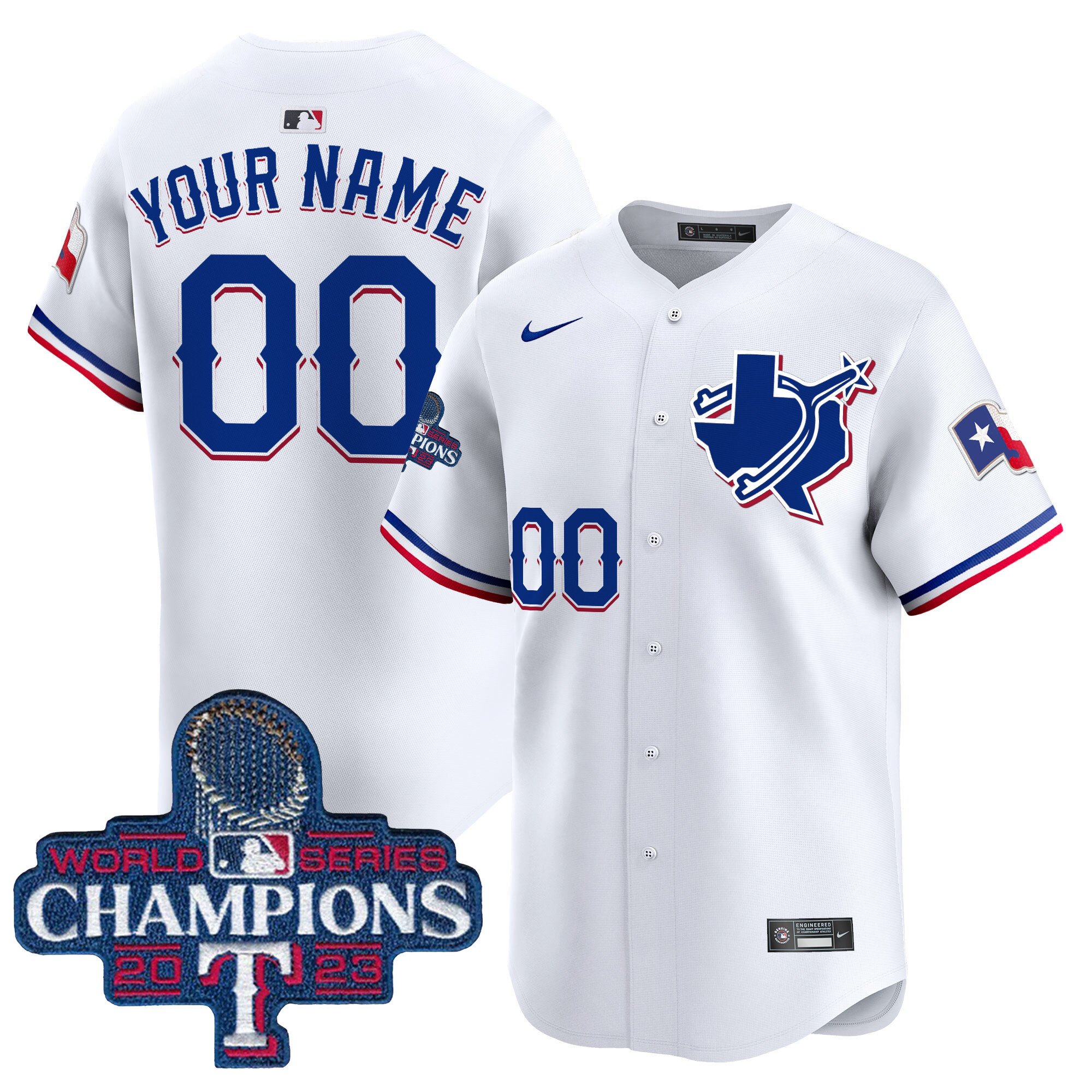 Men Texas Rangers World Series Champions Vapor Premier Limited Custom White Jersey V3 - All Stitched