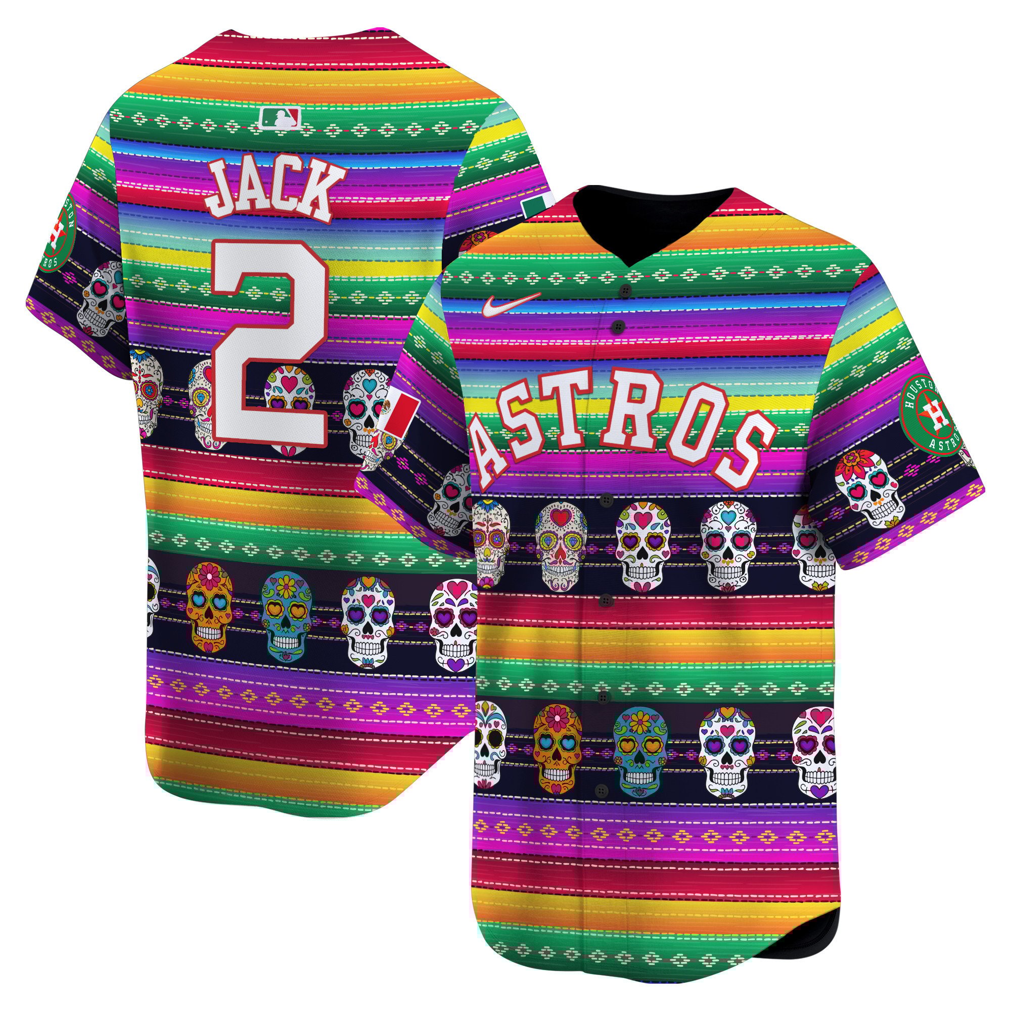 Men Travis Scott Houston Astros Mexican Serape Sugar Skull Vapor Premier Limited Jersey - Printed
