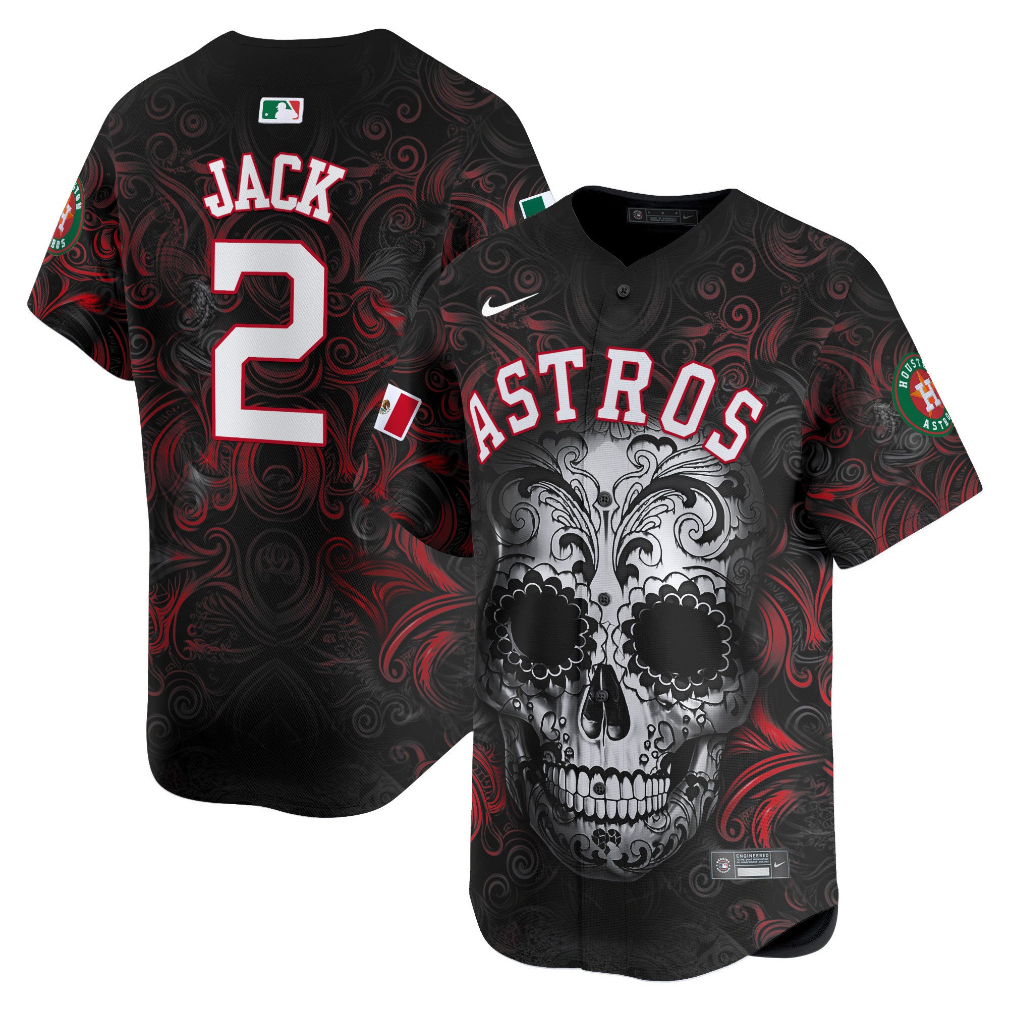 Men Travis Scott Houston Astros Mexico Dia de los Muertos Vapor Premier Limited Jersey - Printed