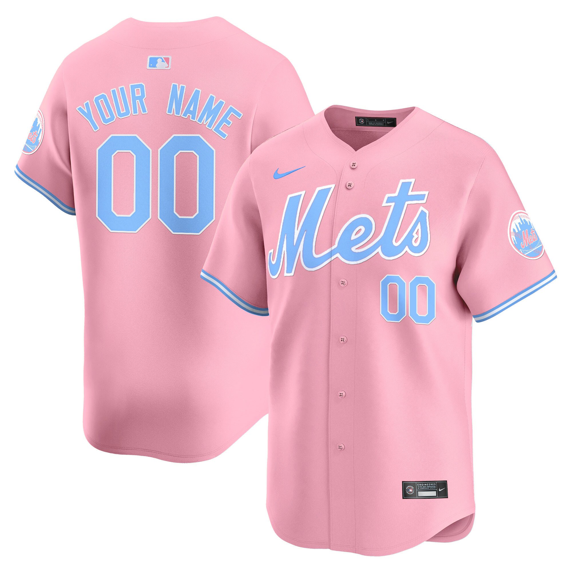 Men Unisex New York Mets Bubblegum Pink Vapor Premier Limited Custom Pink Jersey - All Stitched