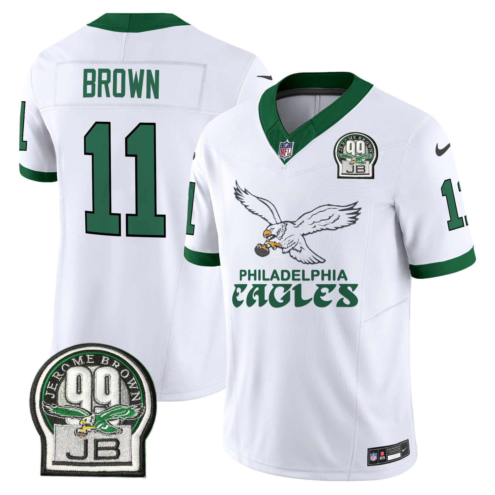 Men's A.J. Brown Philadelphia Eagles Kelly Green Vapor Limited Kelly White Jersey V5 - All Stitched