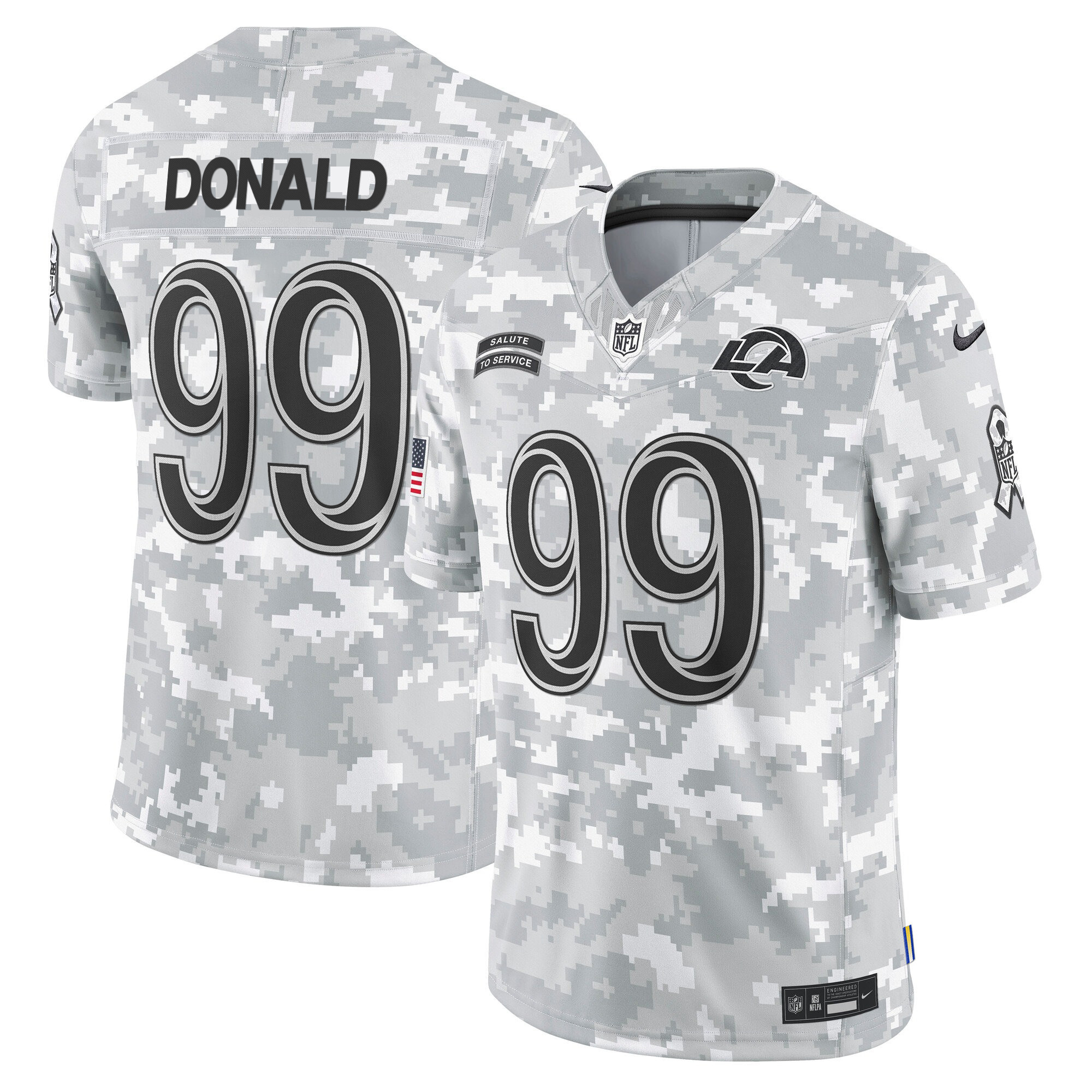 Men's Aaron Donald Los Angeles Rams 2024 Salute to Service Vapor Limited Jersey - Arctic Camo - All Stitched