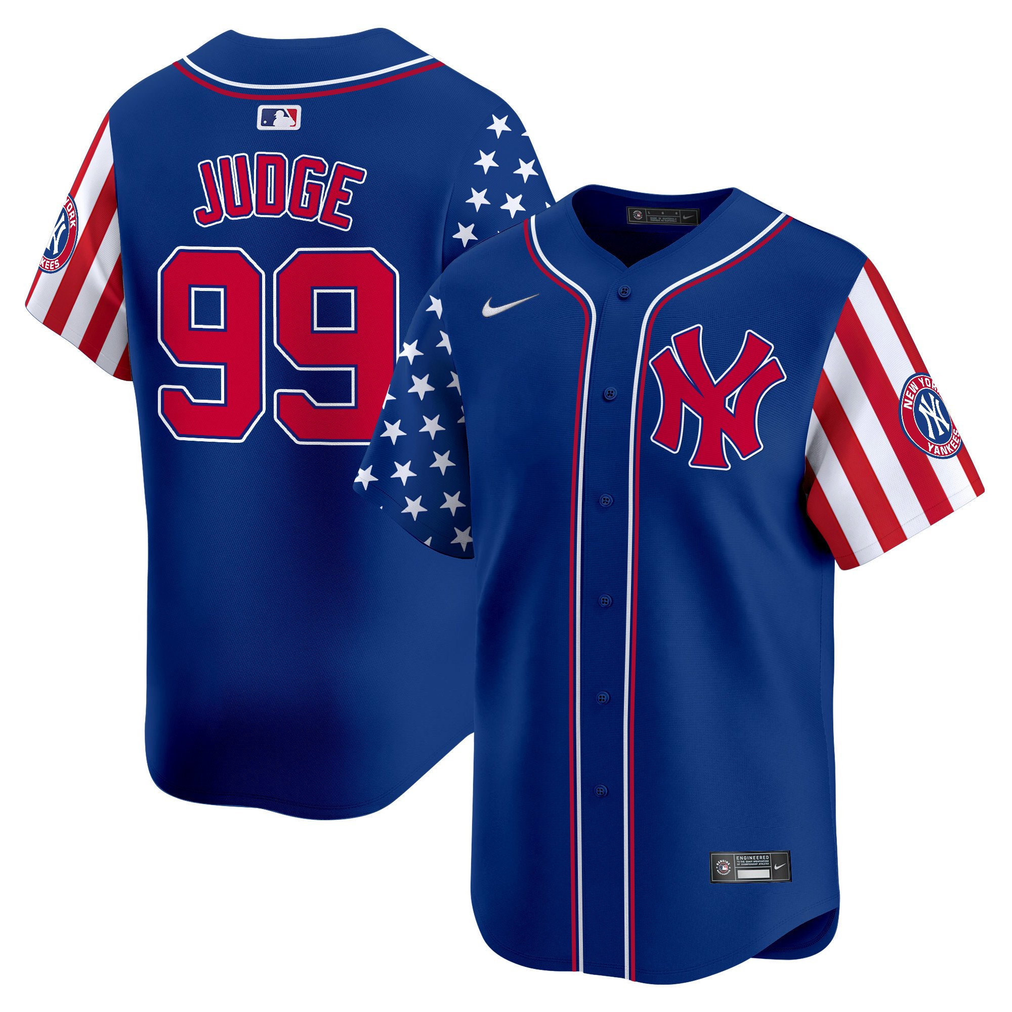 Men's Aaron Judge New York Yankees 2024 Independence Day Vapor Premier Limited Royal Jersey - All Stitched