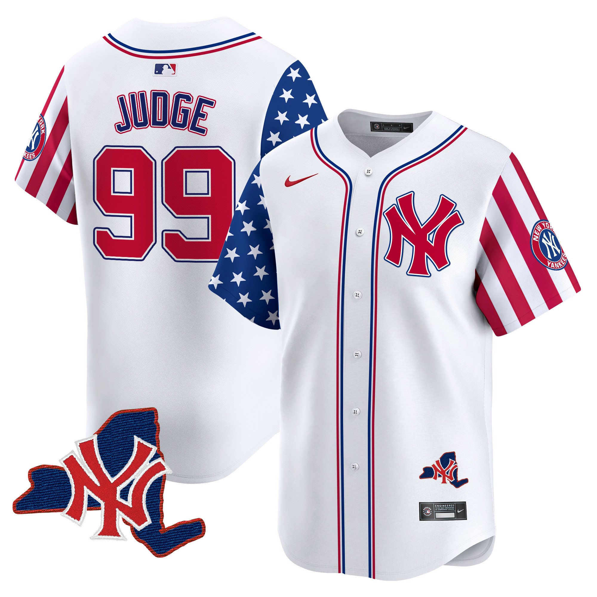 Men's Aaron Judge New York Yankees 2024 Independence Day Vapor Premier Limited White Jersey V2 - All Stitched