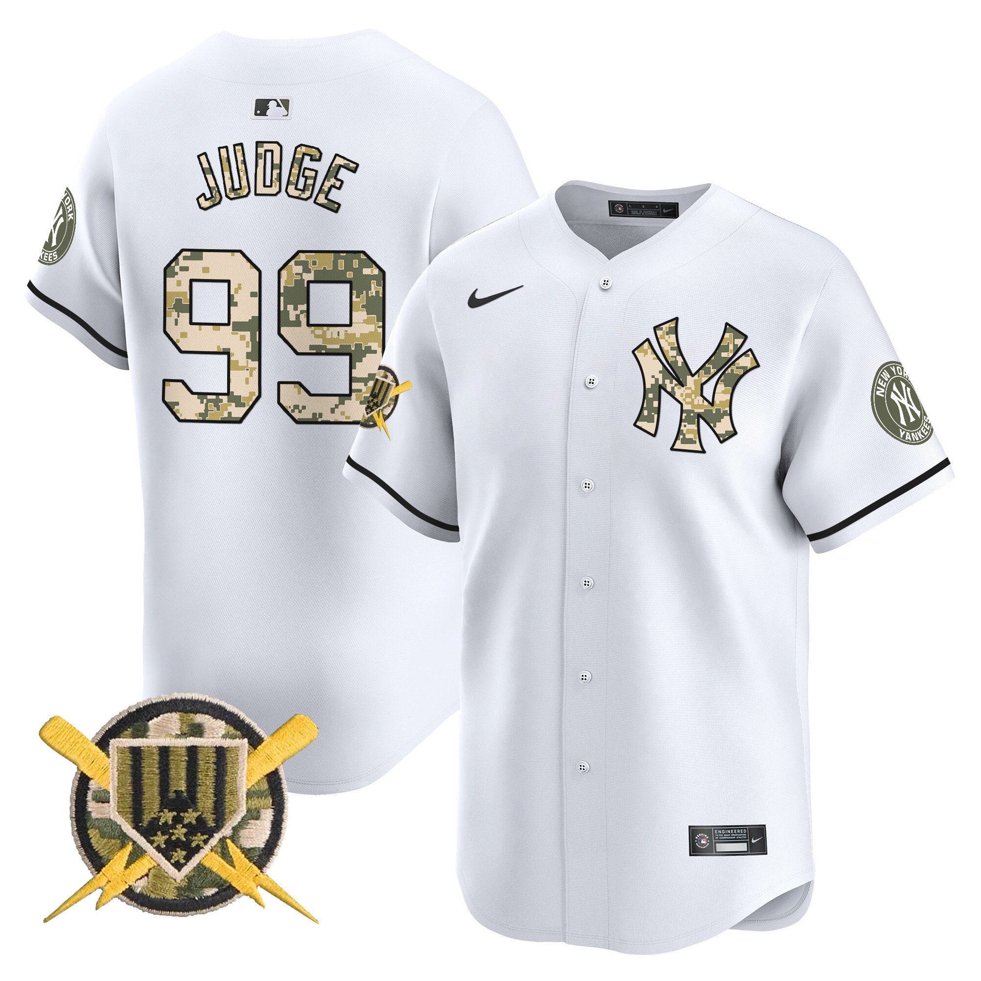 Men's Aaron Judge New York Yankees Armed Forces Day Vapor Premier Limited White Jersey - All Stitched