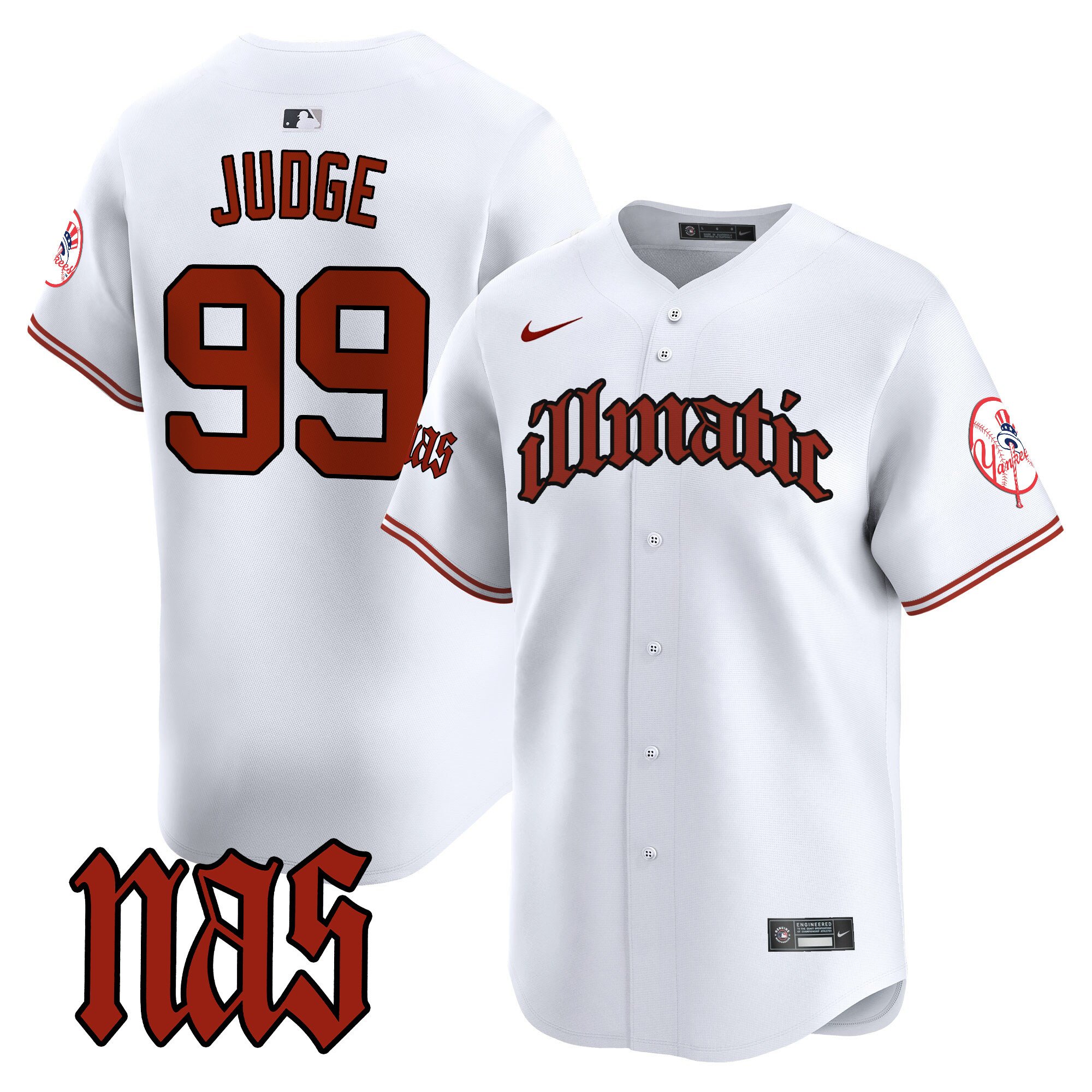 Men's Aaron Judge New York Yankees Nas Illmatic Vapor Premier Limited White Jersey - All Stitched
