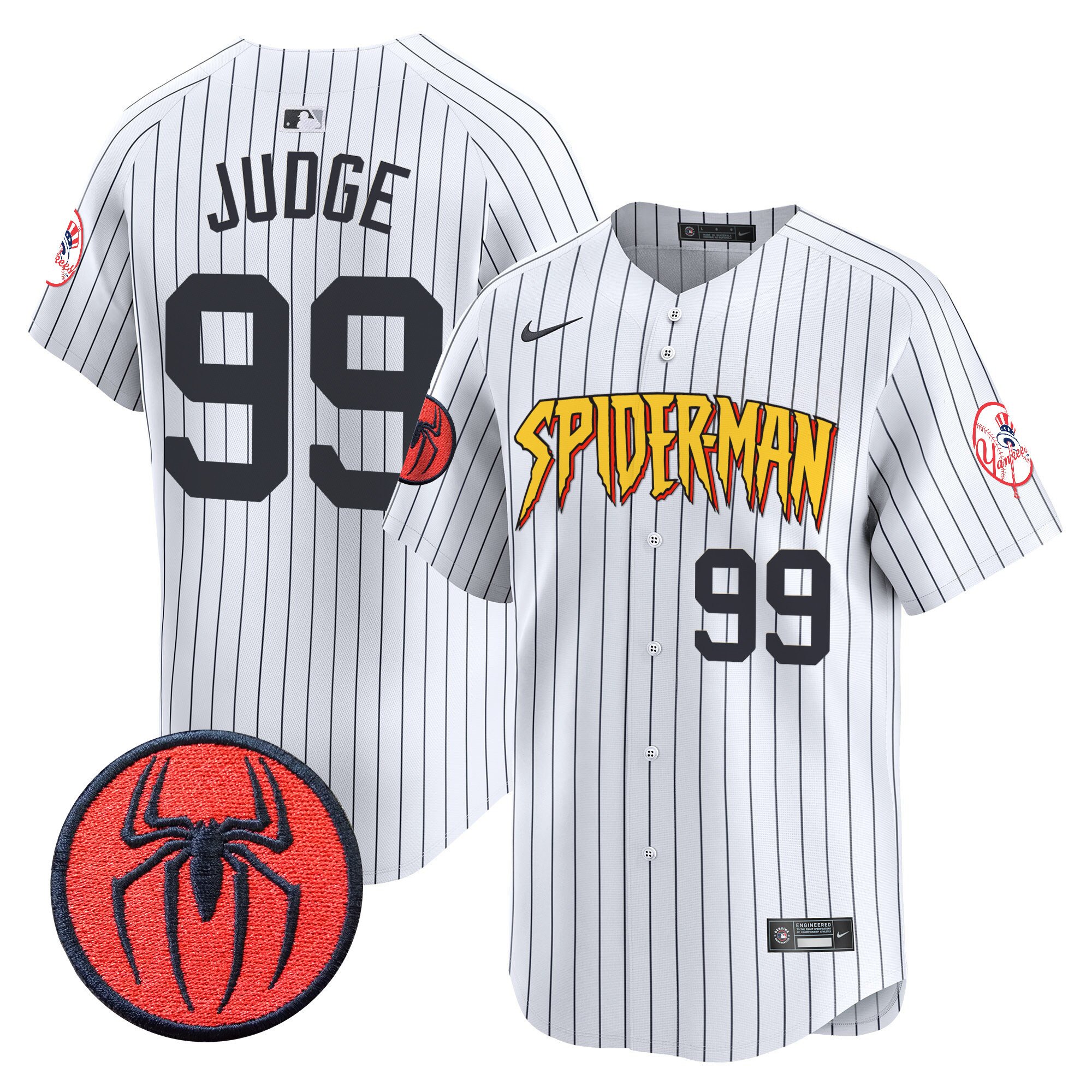 Men's Aaron Judge New York Yankees Spider-Man Vapor Premier Limited Pinstripe Jersey - All Stitched