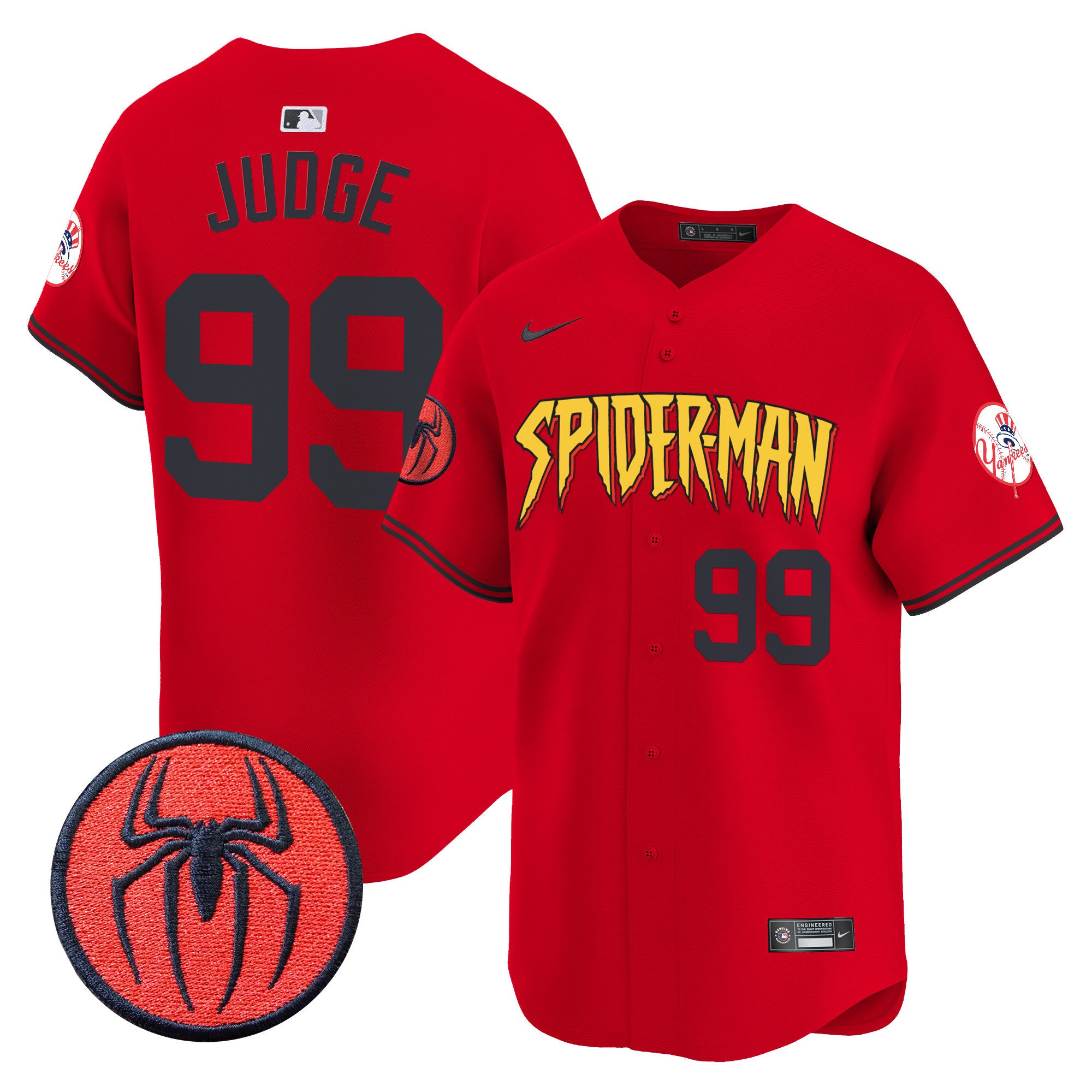 Men's Aaron Judge New York Yankees Spider-Man Vapor Premier Limited Red Jersey - All Stitched