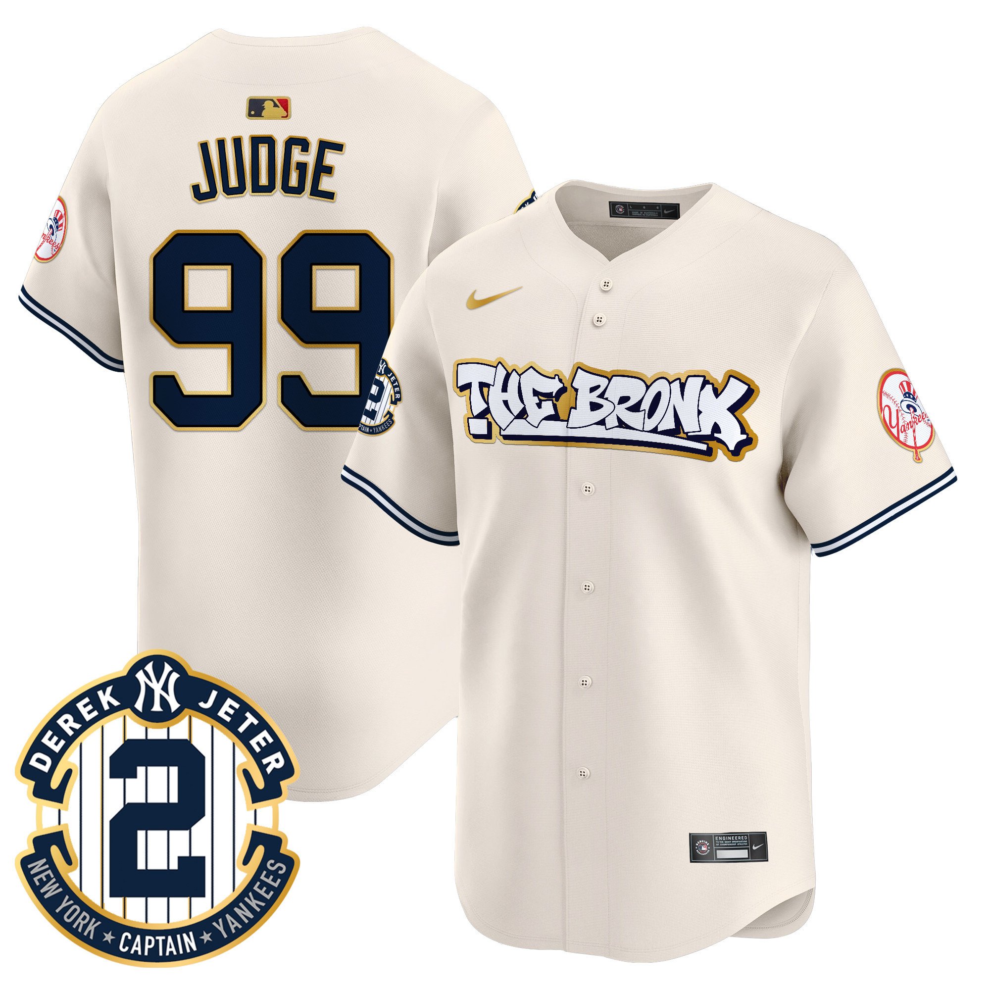 Men's Aaron Judge New York Yankees The Bronx Graffiti Gold Trim Vapor Premier Limited Cream Jersey - All Stitched