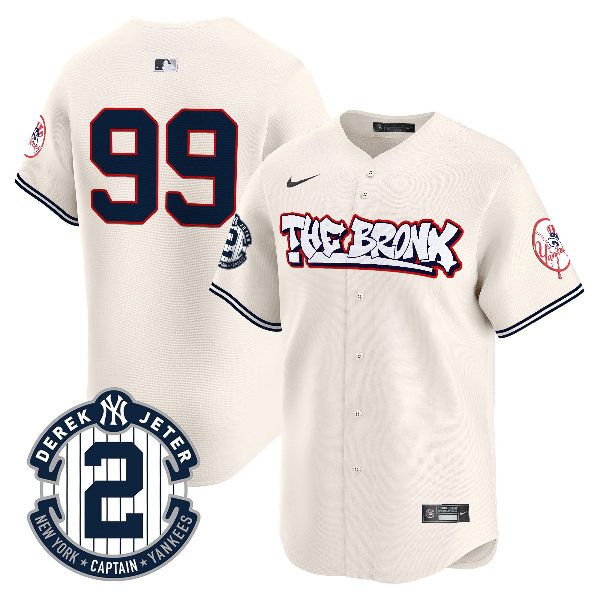 Men's Aaron Judge New York Yankees The Bronx Graffiti Vapor Premier Limited Cream Jersey V8 - All Stitched