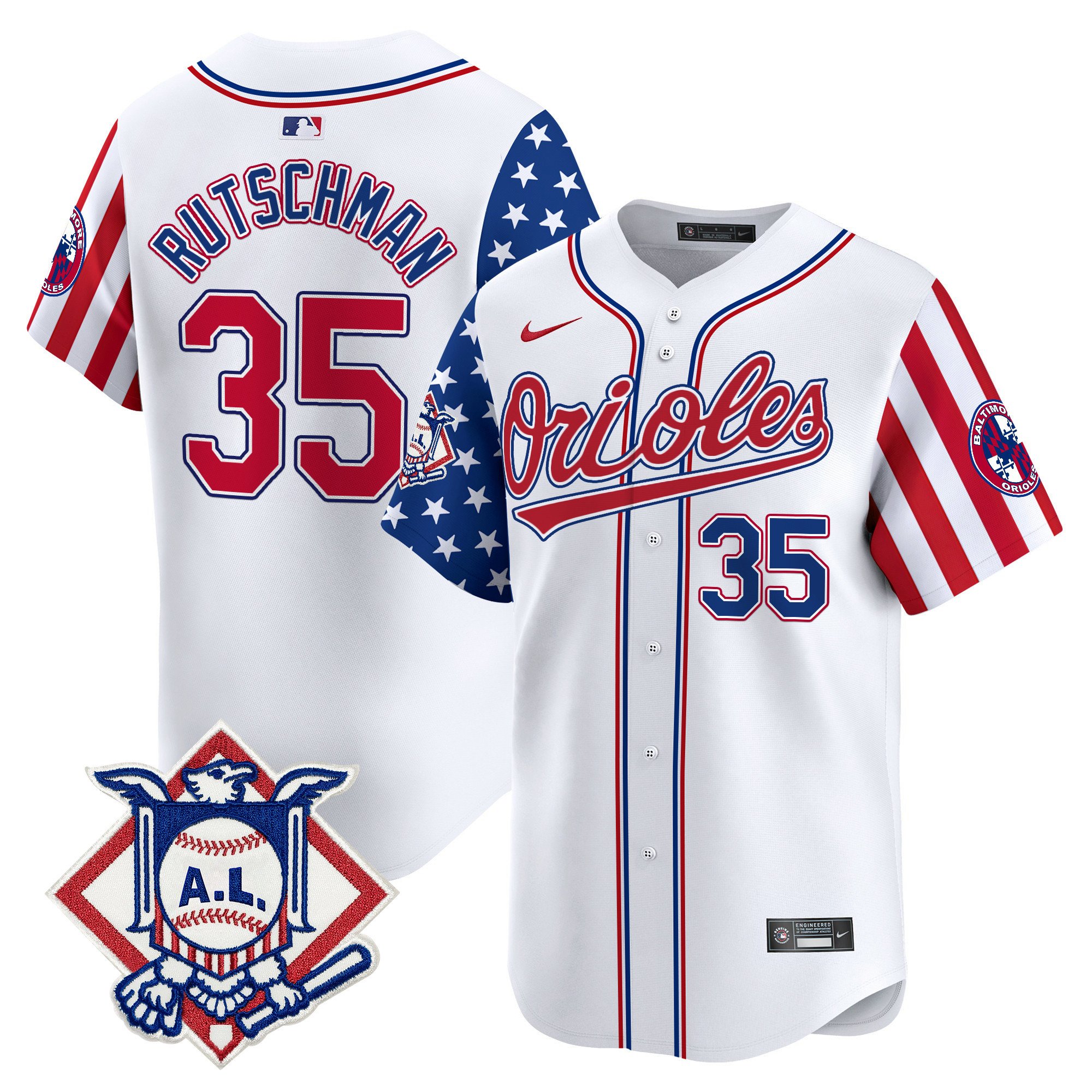 Men's Adley Rutschman Baltimore Orioles 2024 Fourth of July Vapor Premier Limited White Jersey - All Stitched