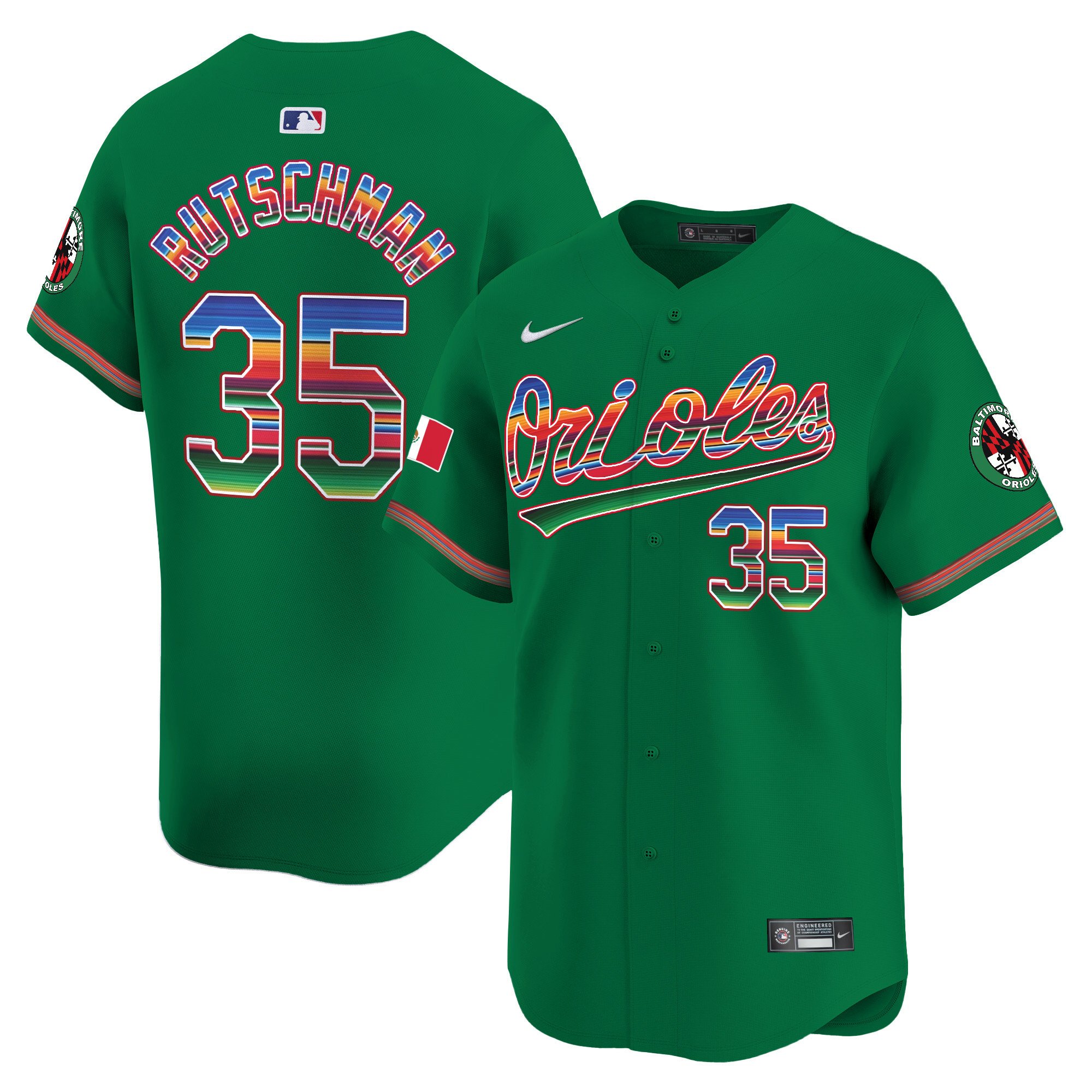 Men's Adley Rutschman Baltimore Orioles Mexico Vapor Premier Limited Green Jersey - All Stitched