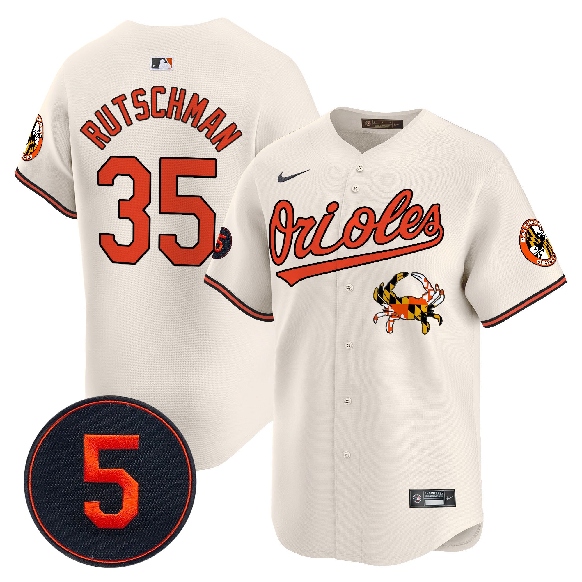 Men's Adley Rutschman Baltimore Orioles Robinson Patch Vapor Premier Limited Cream Jersey V9 - All Stitched