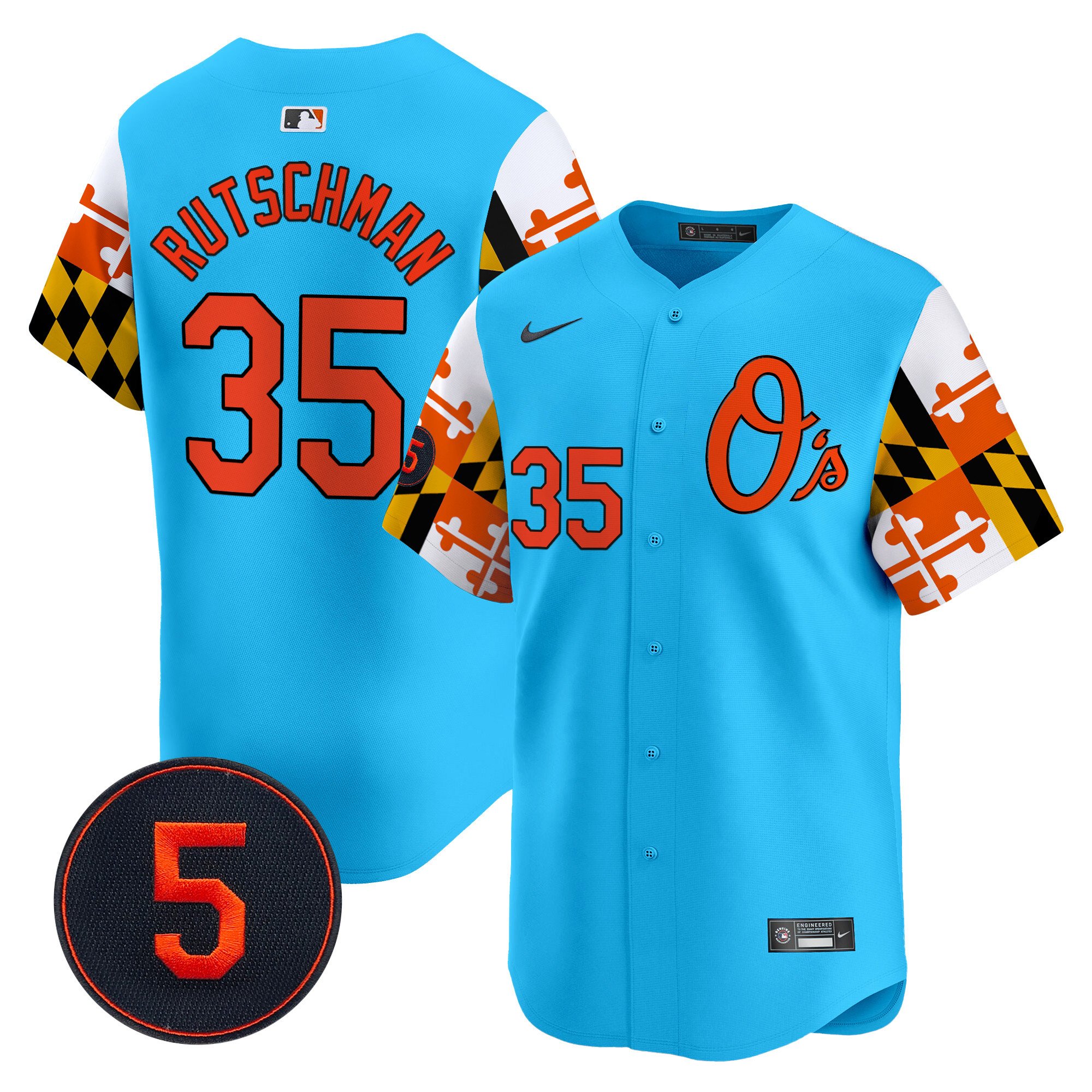 Men's Adley Rutschman Baltimore Orioles Robinson Patch Vapor Premier Limited Light Blue Jersey V5 - All Stitched