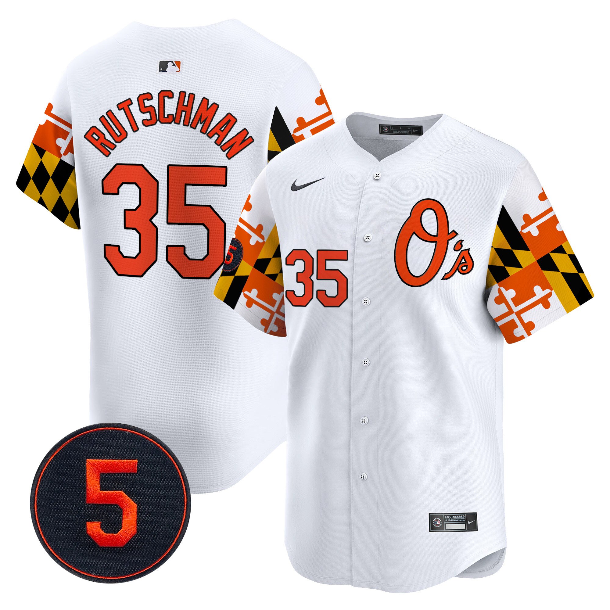 Men's Adley Rutschman Baltimore Orioles Robinson Patch Vapor Premier Limited White Jersey V5 - All Stitched